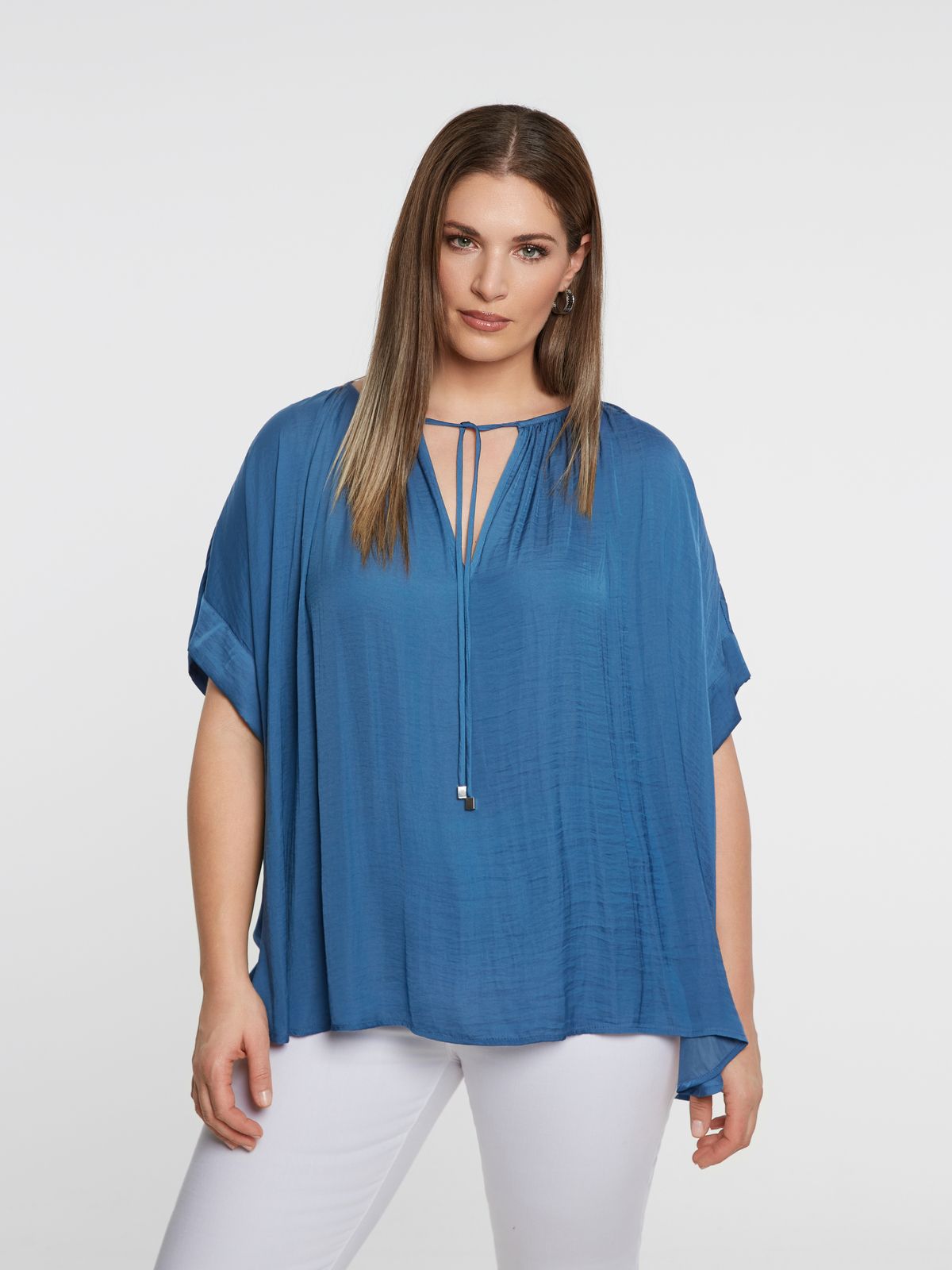 Satin blouse with tie neck