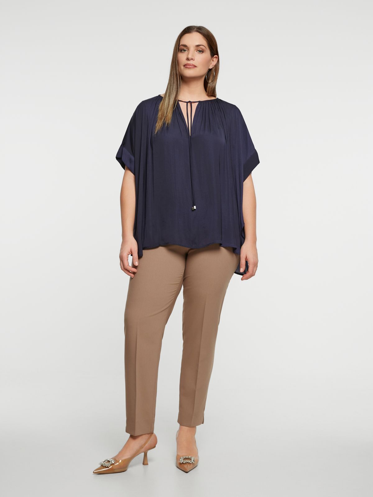 Satin blouse with tie neck