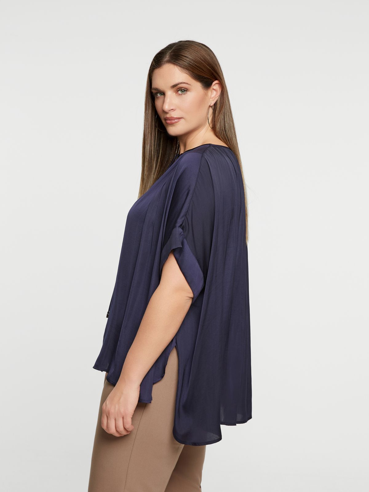 Satin blouse with tie neck