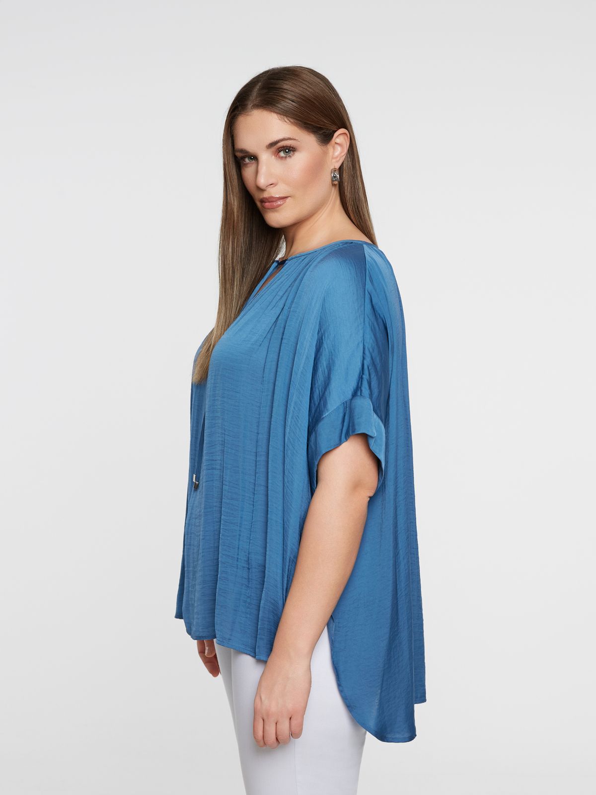 Satin blouse with tie neck