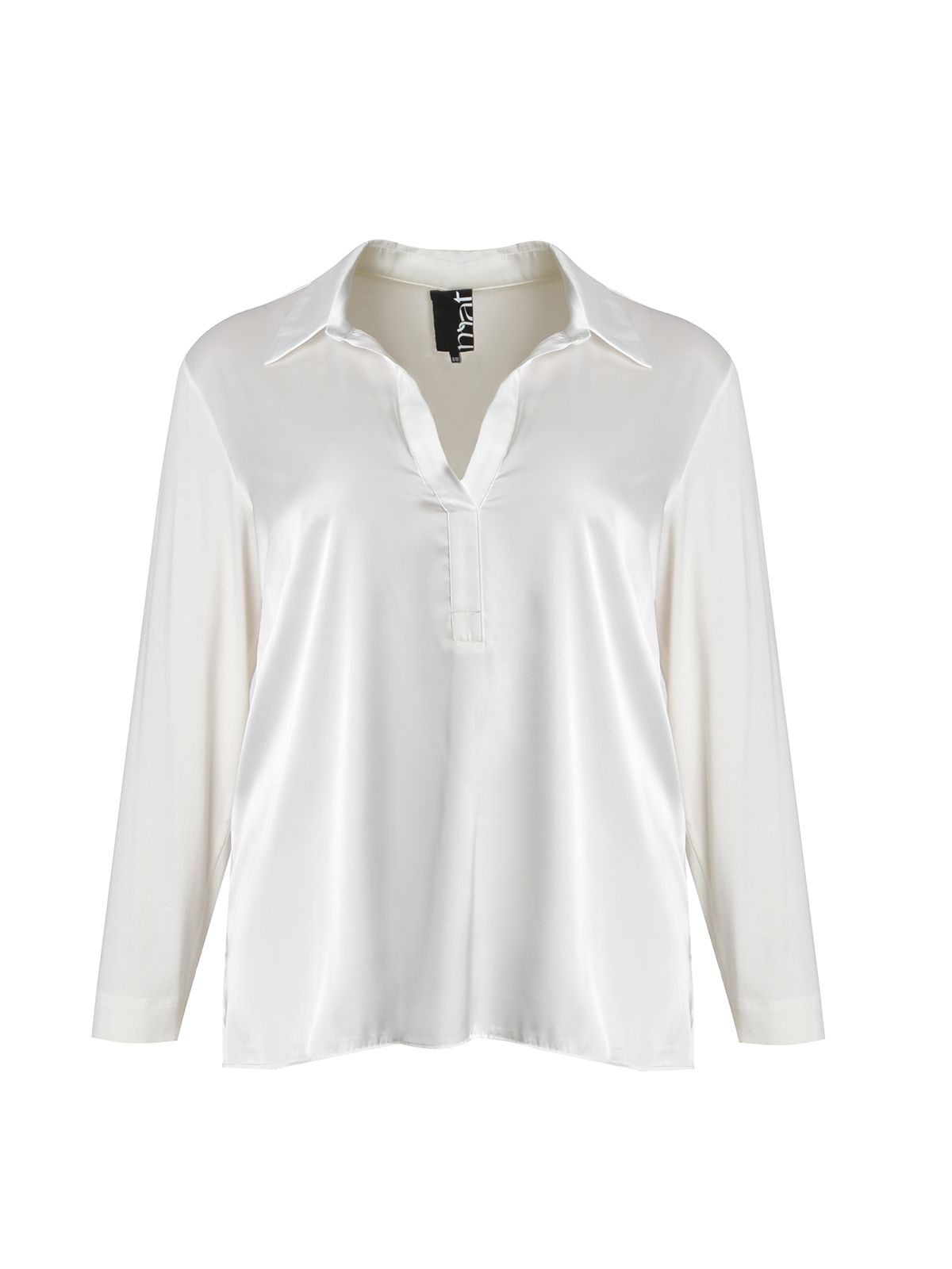 Satin-front collar blouse