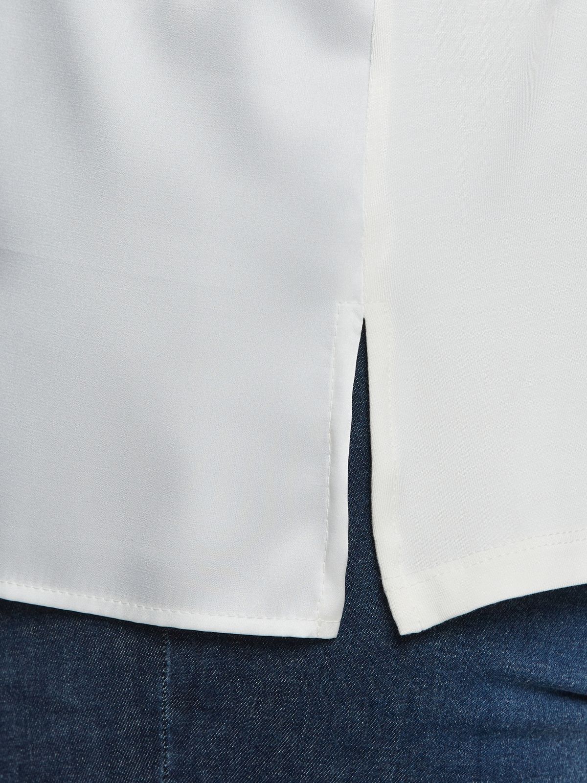 Satin-front collar blouse