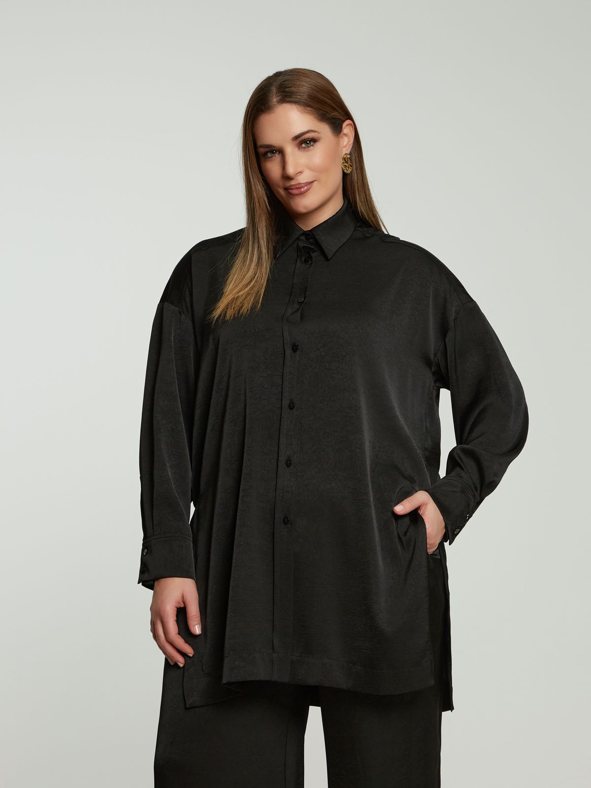Satin longline shirt