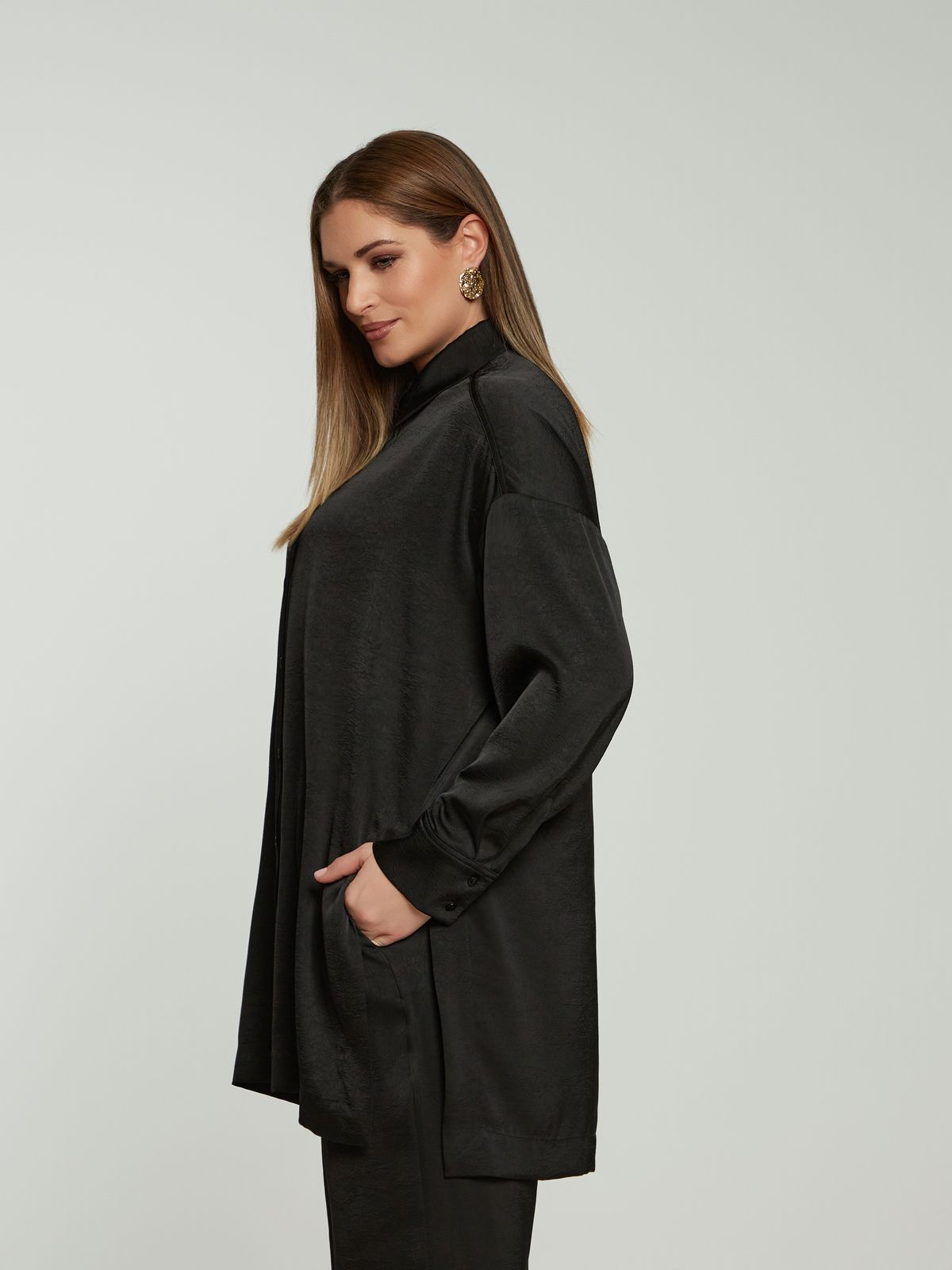 Satin longline shirt