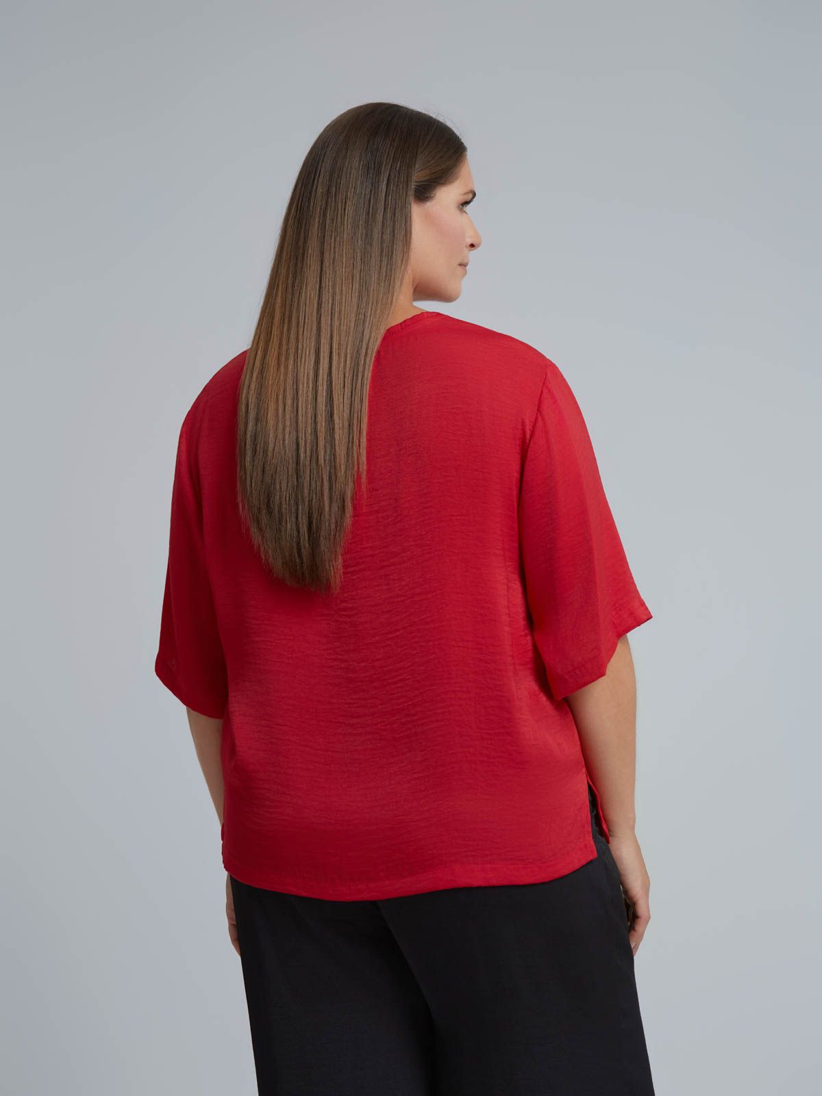 Satin short-sleeve blouse