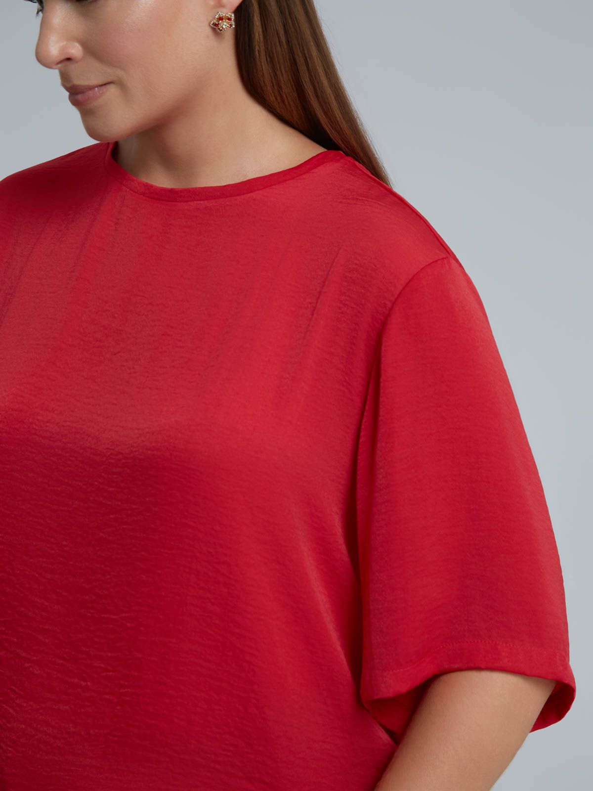 Satin short-sleeve blouse