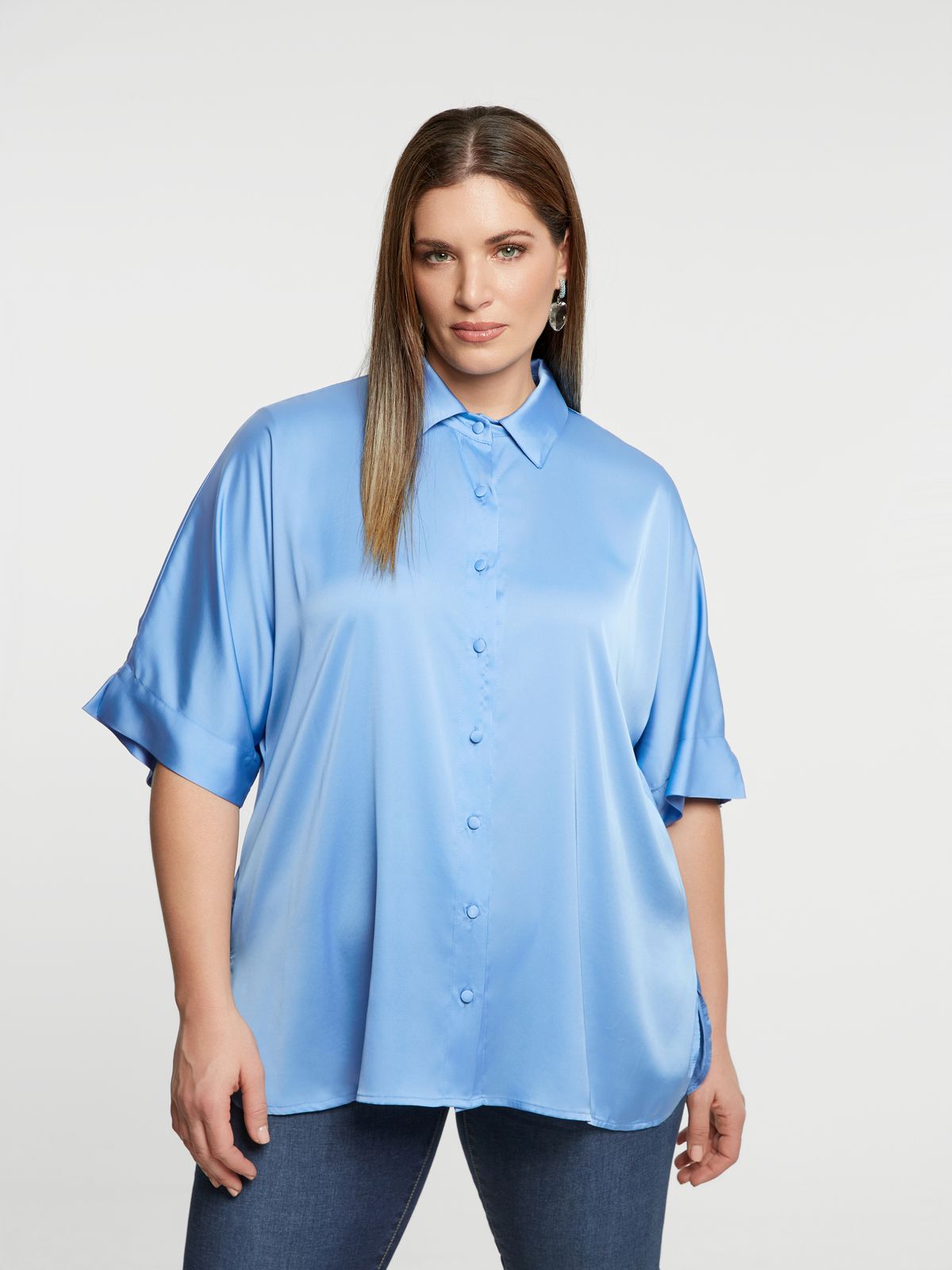 Satin short-sleeve shirt