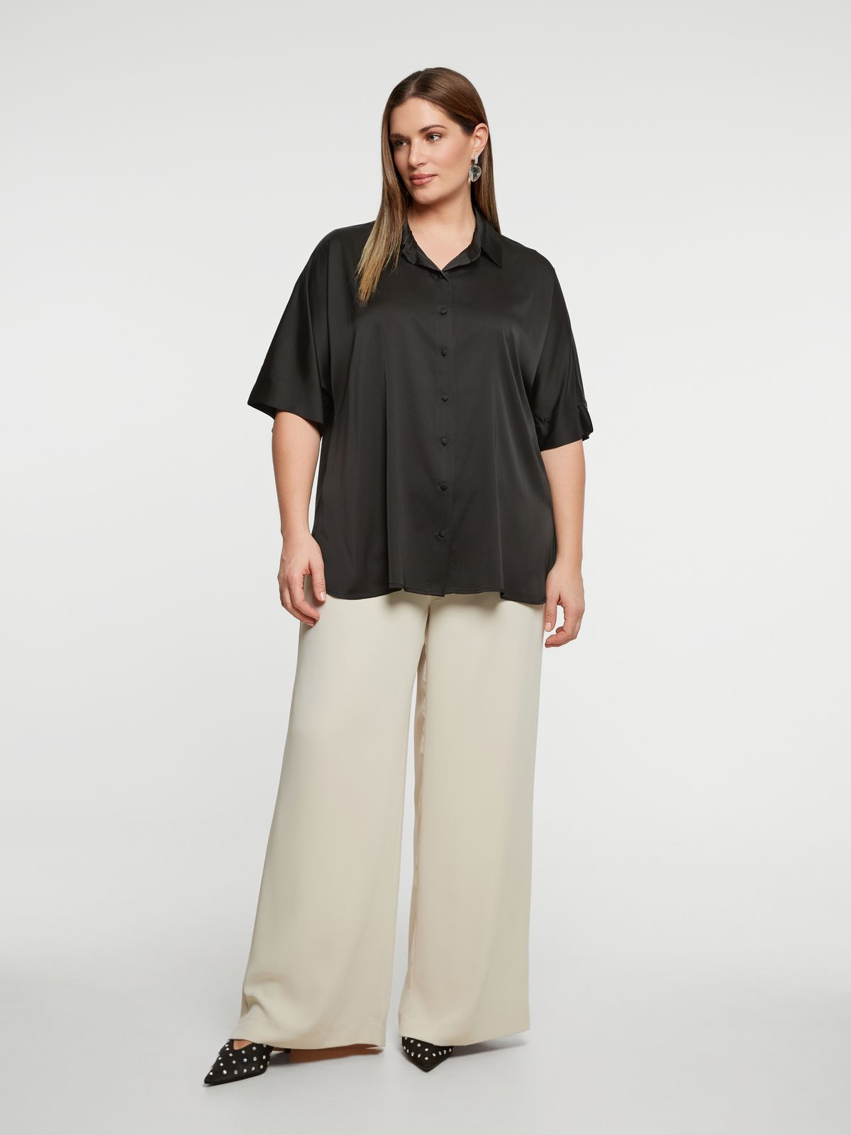 Satin short-sleeve shirt