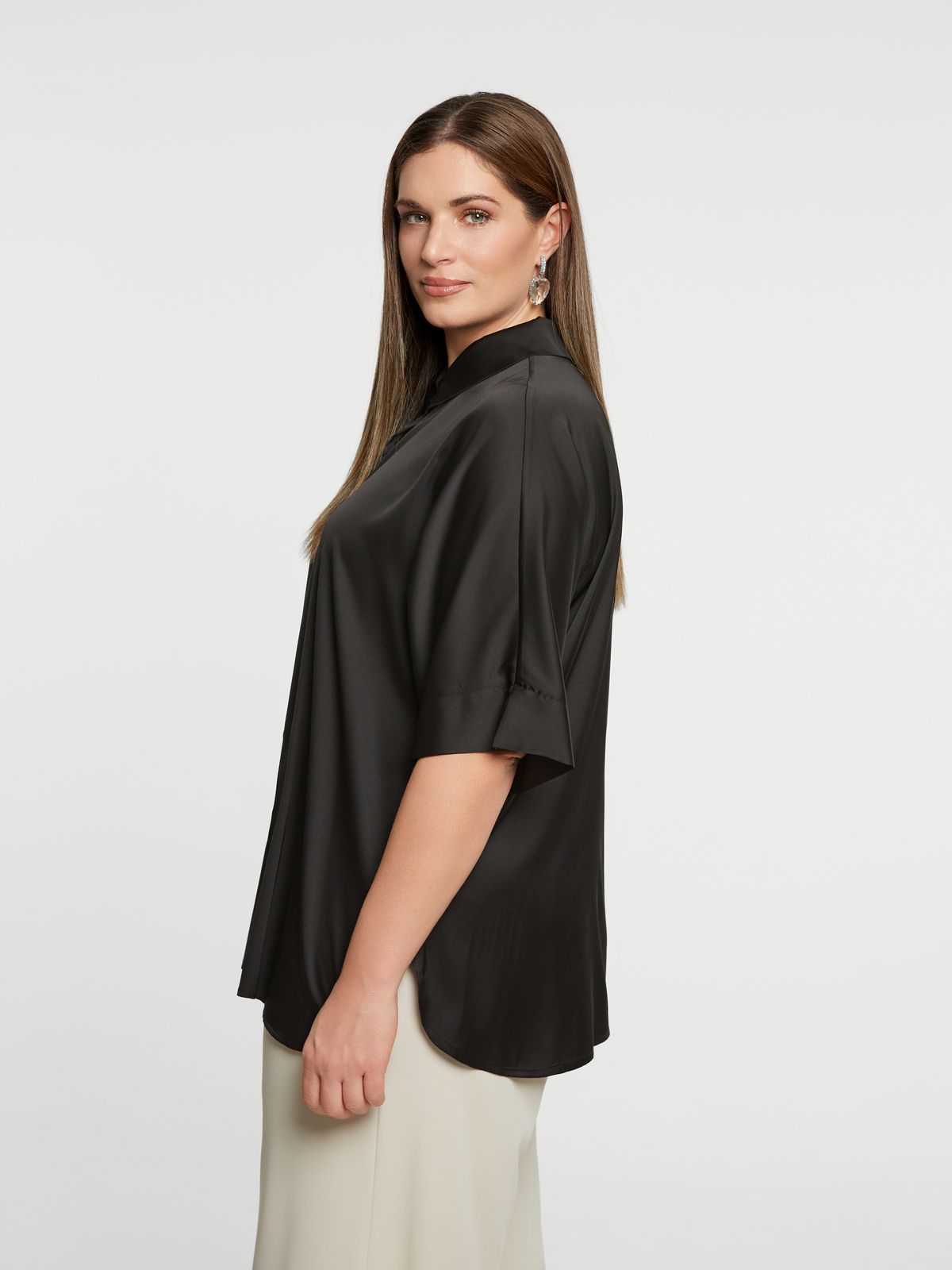 Satin short-sleeve shirt