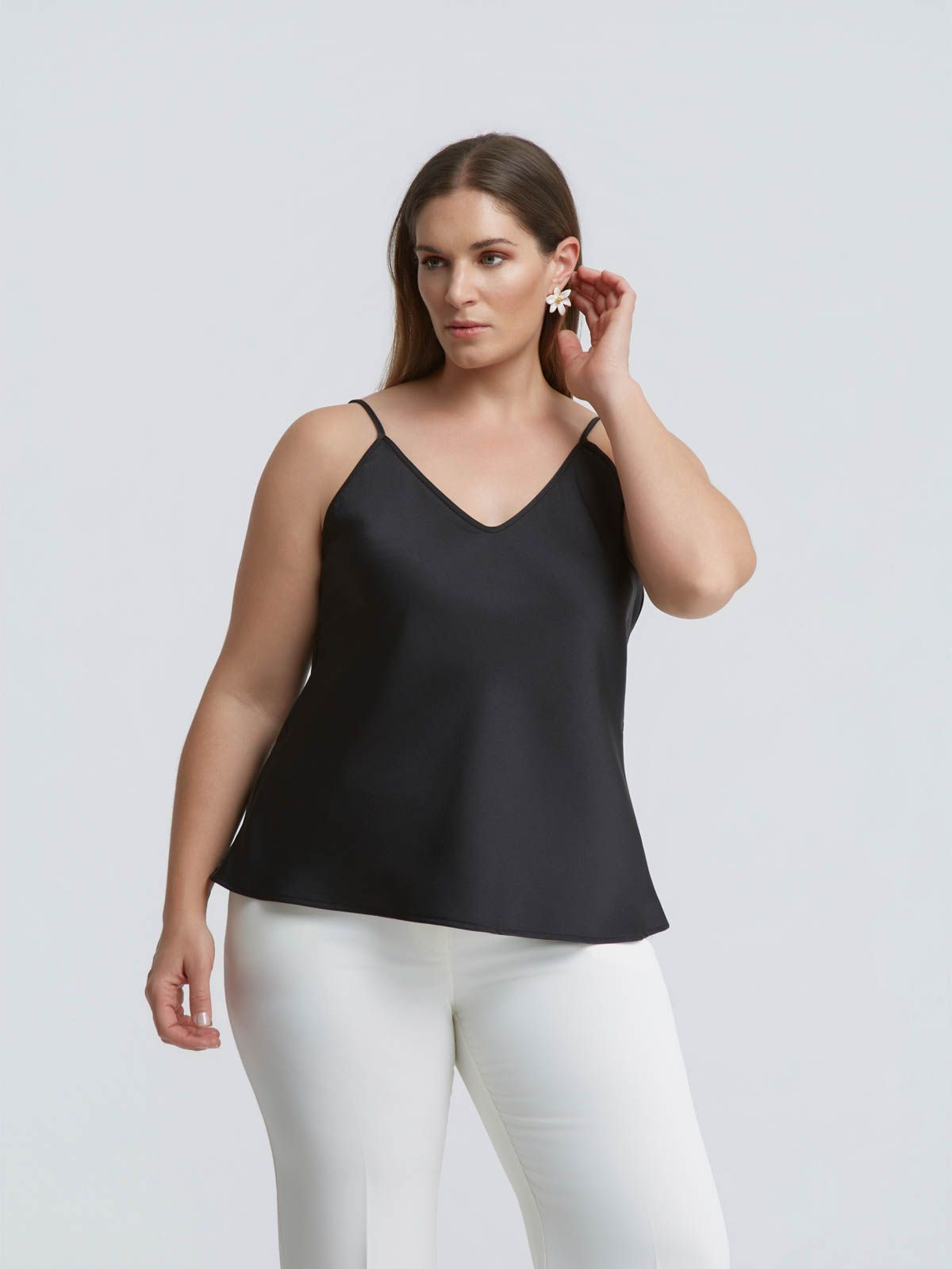Satin tank top with adjustable straps