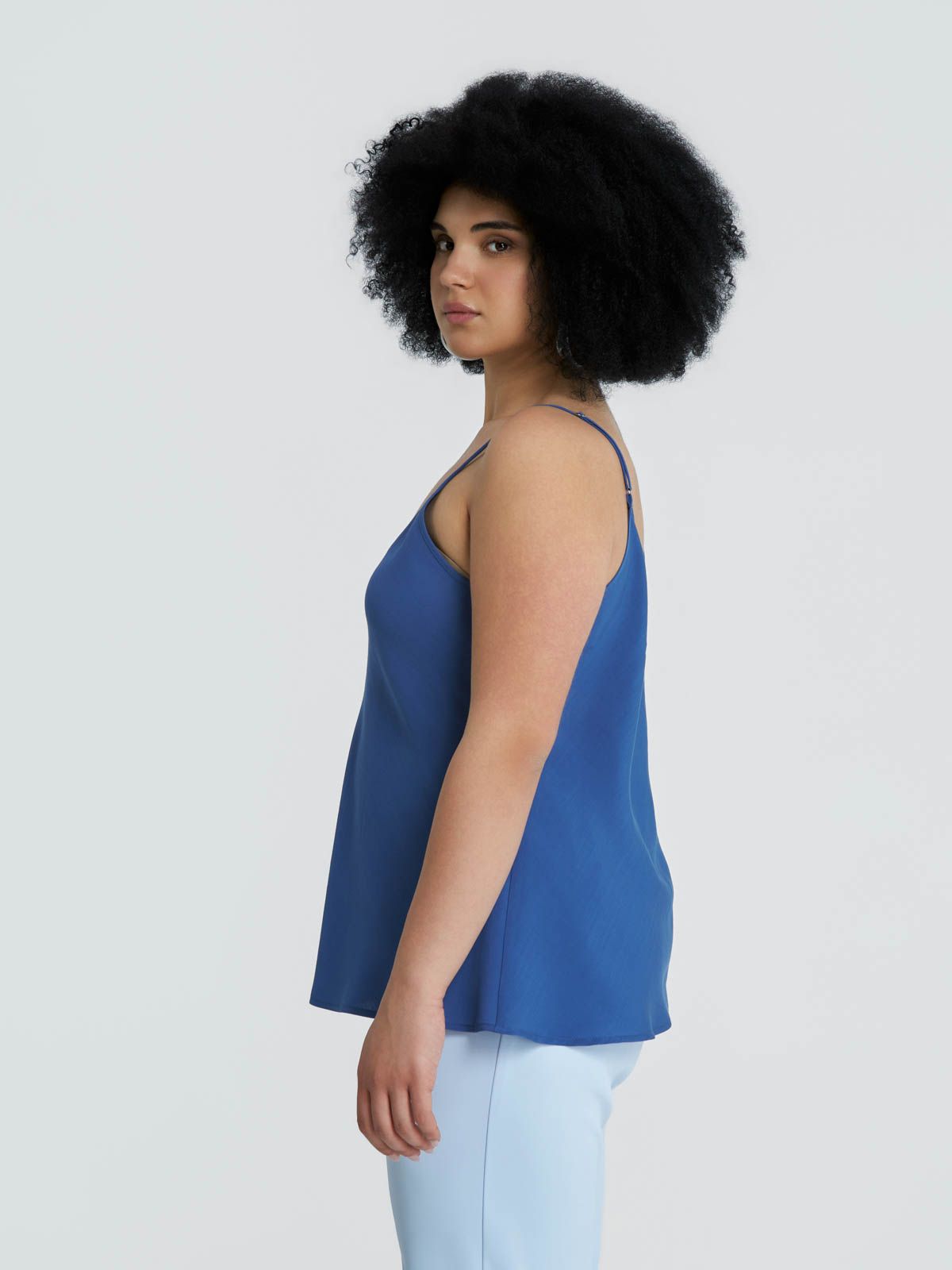Satin tank top with adjustable straps
