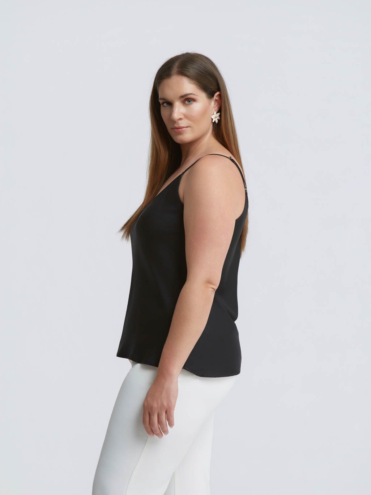 Satin tank top with adjustable straps