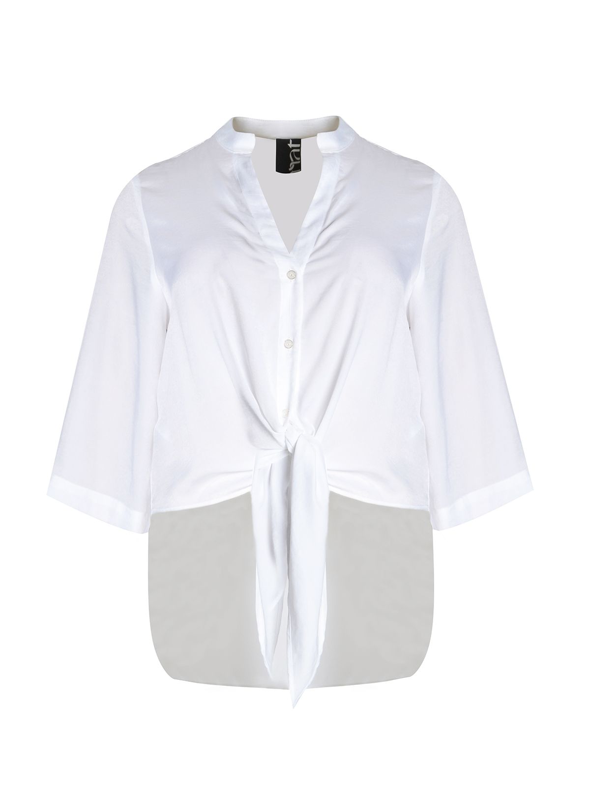 Satin tie-front shirt