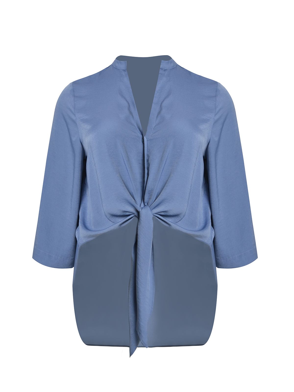 Satin tie-front shirt