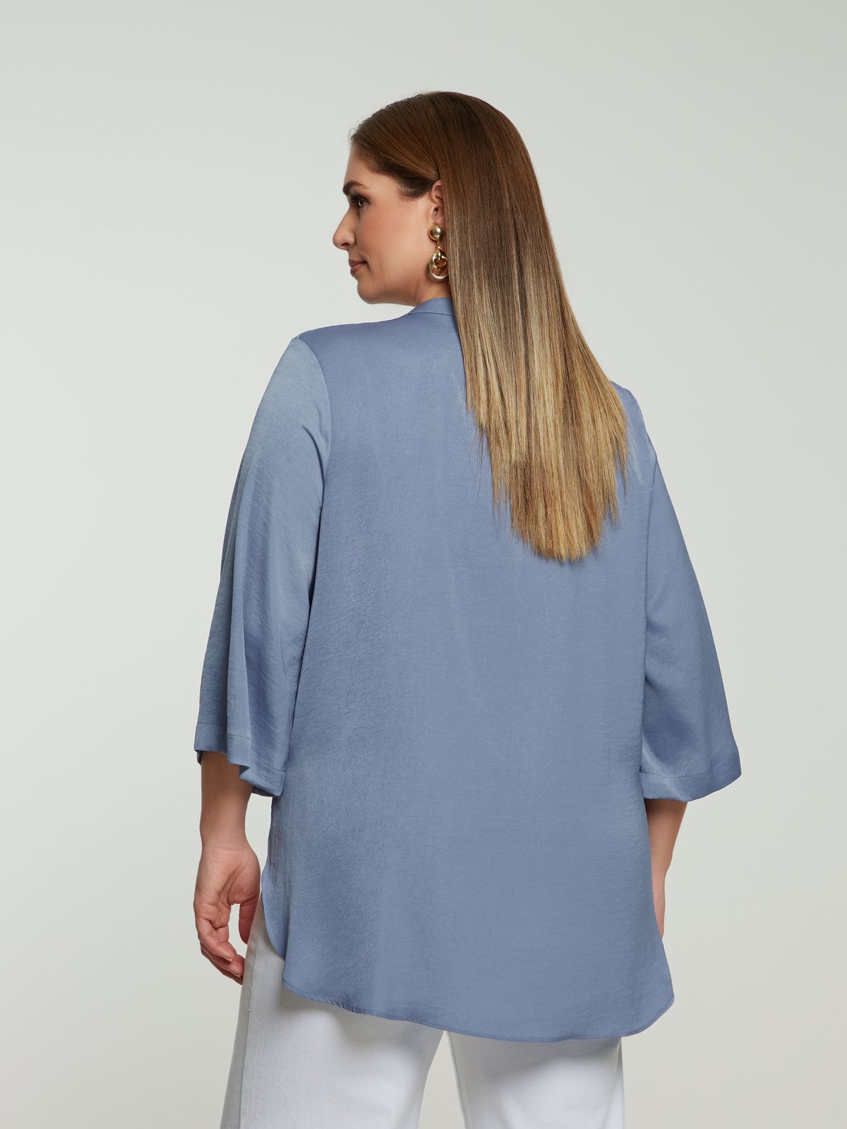 Satin tie-front shirt