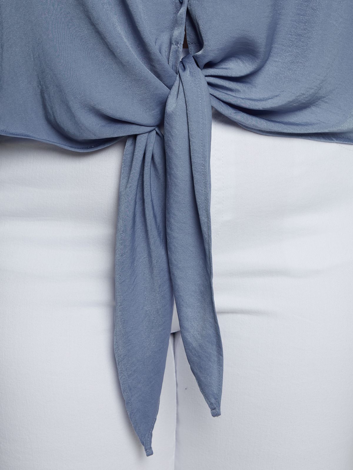 Satin tie-front shirt
