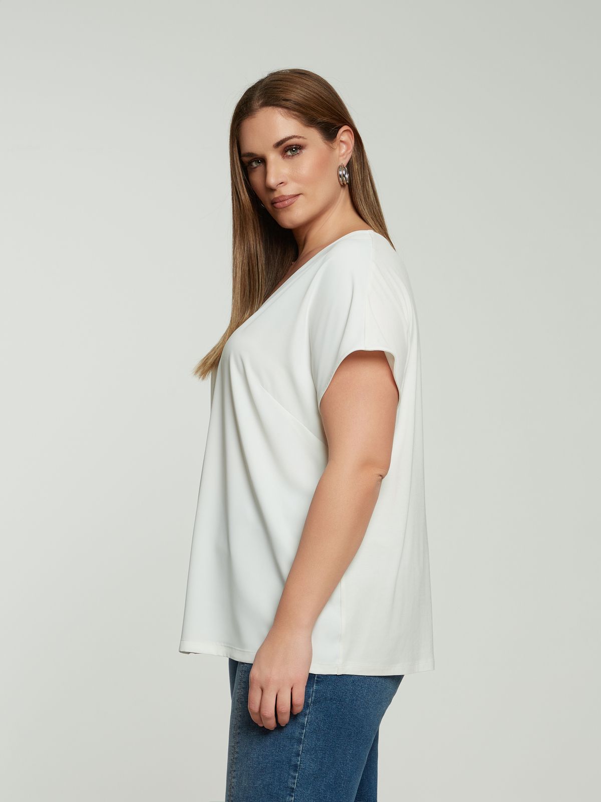 Satin V-neck pleated top