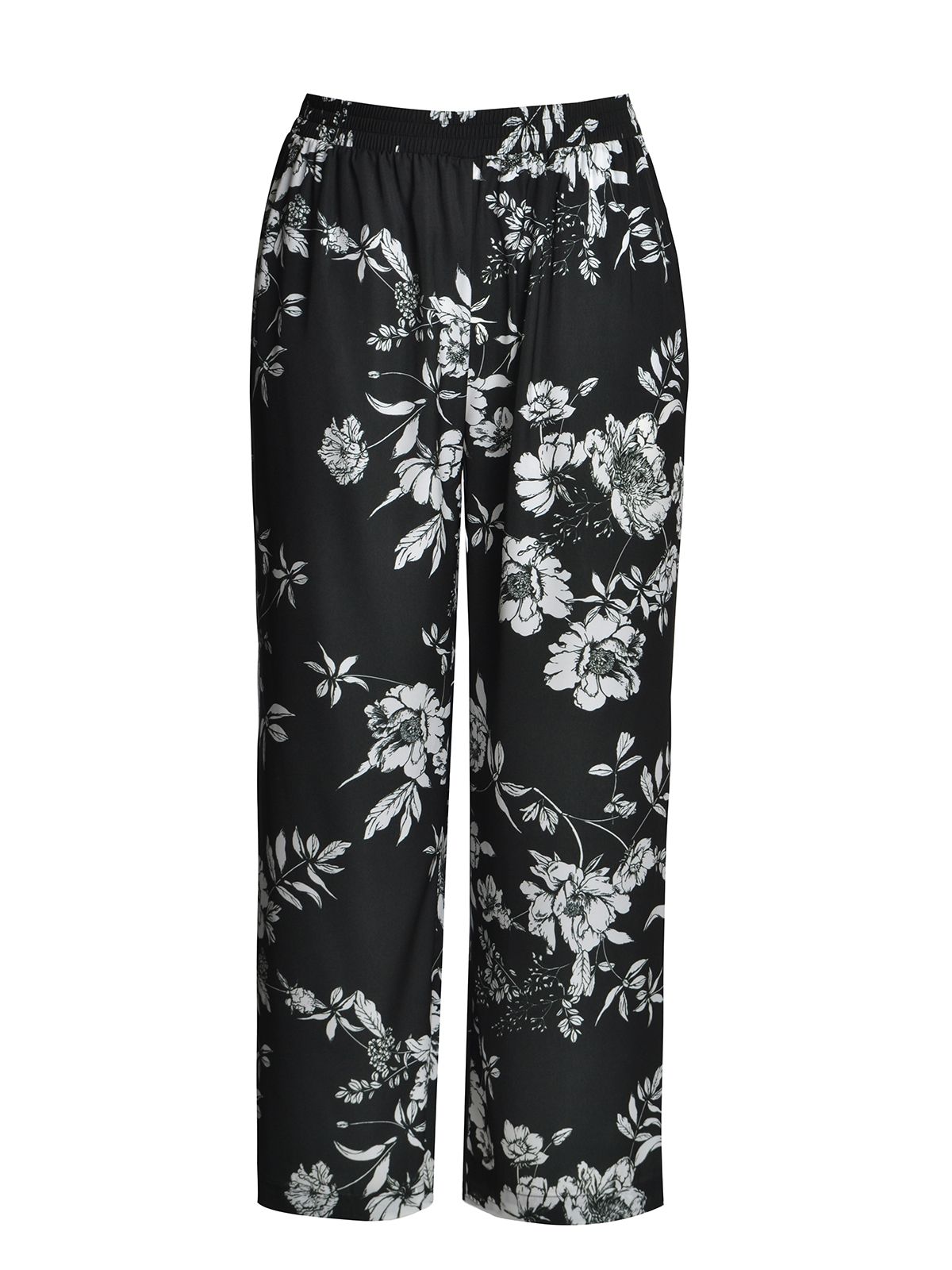 Satin wide-leg pants in floral print