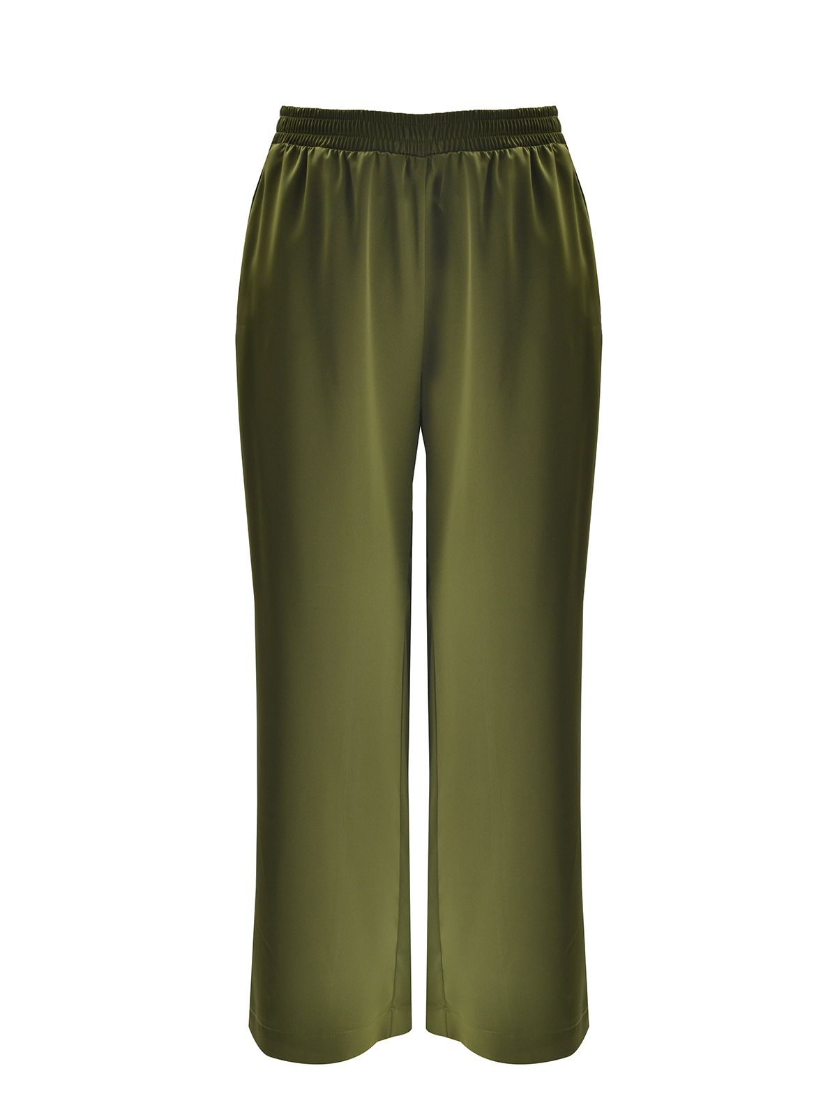 Satin wide-leg pants with elastic waistband
