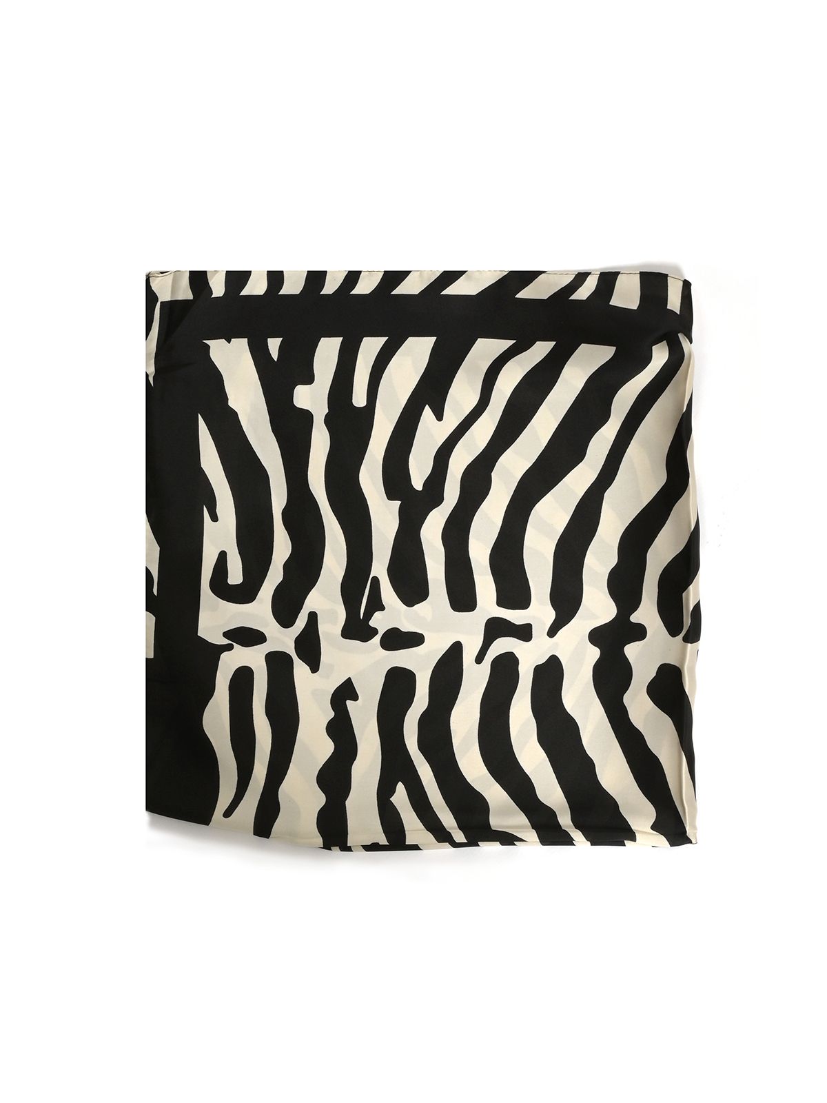 Zebra printed satin scarf