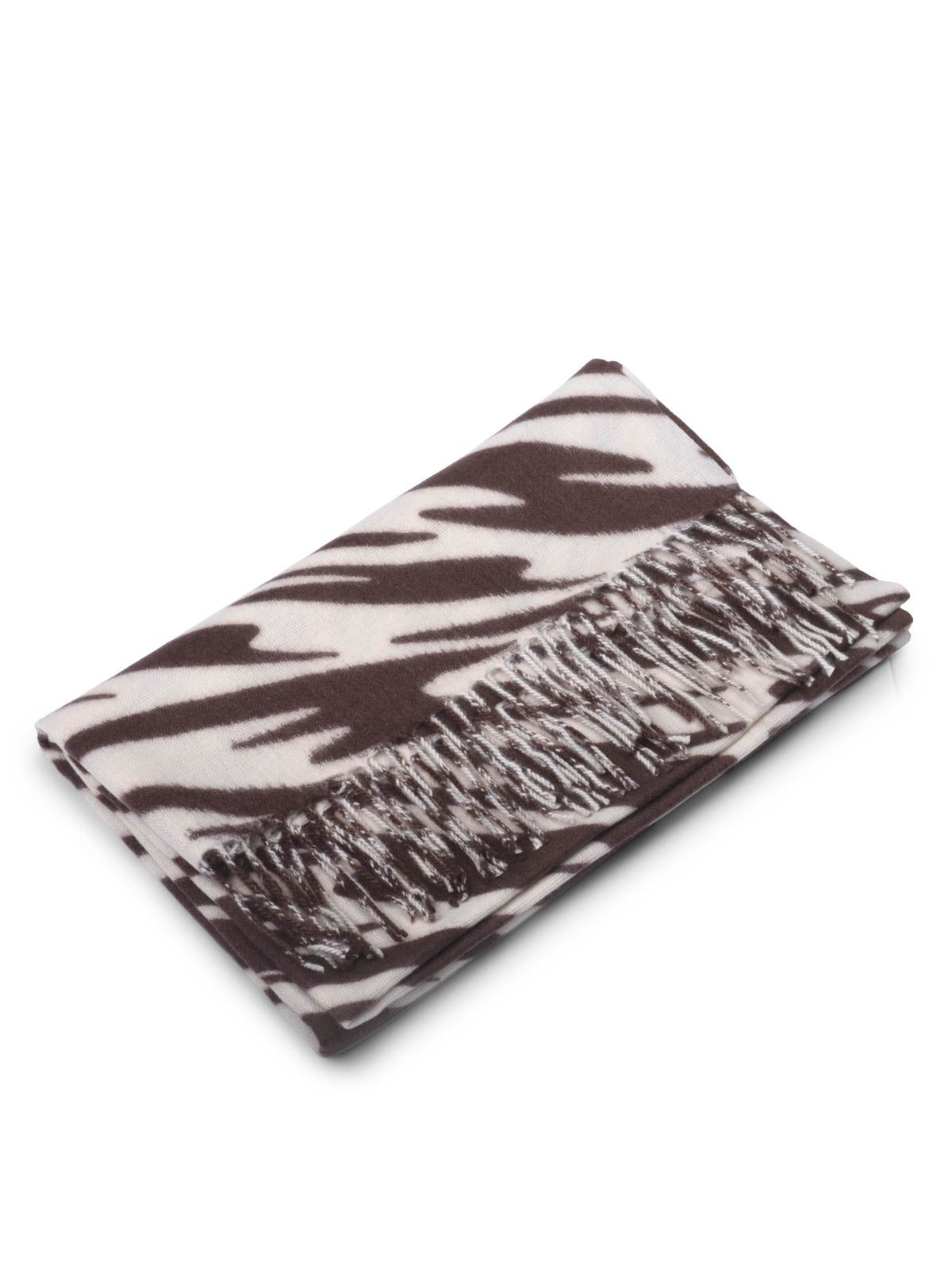 Zebra print fringed scarf