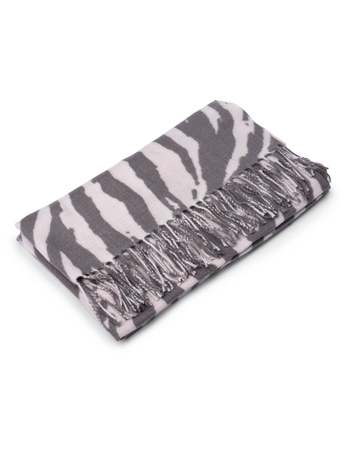 Zebra print fringed scarf