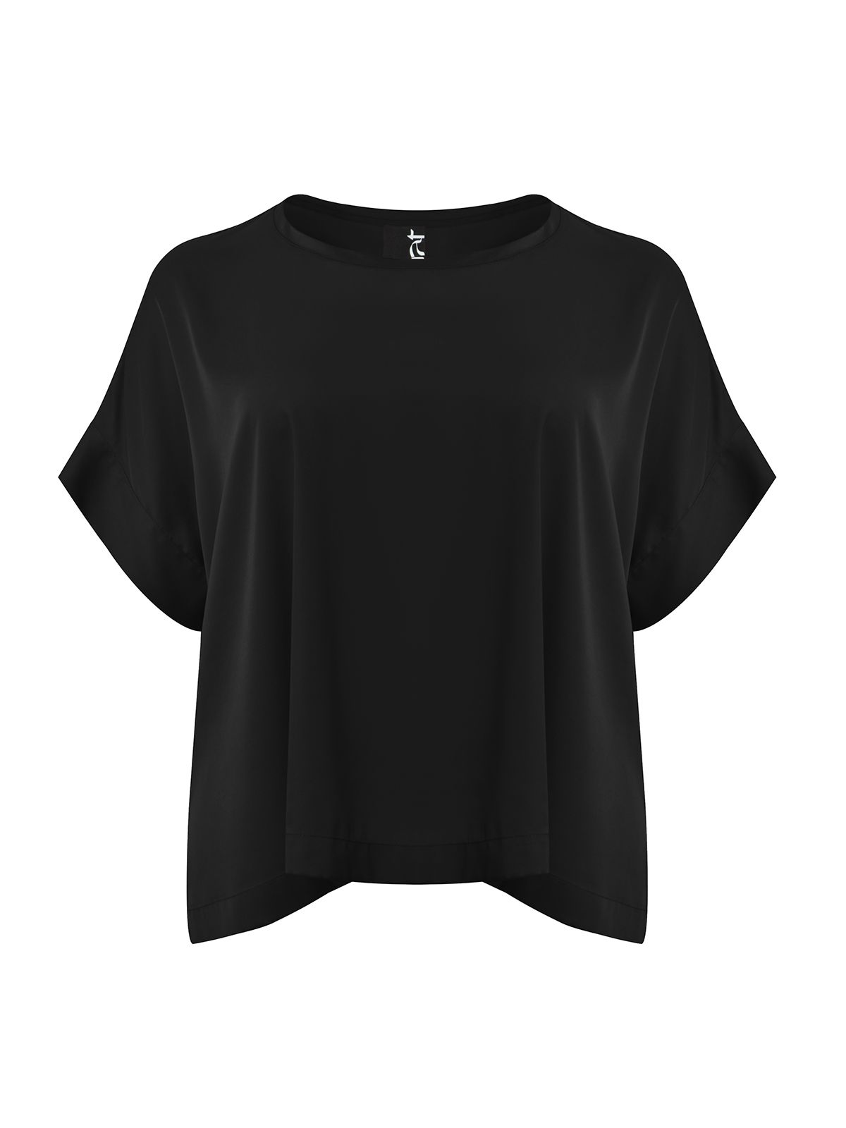Short-sleeve satin blouse