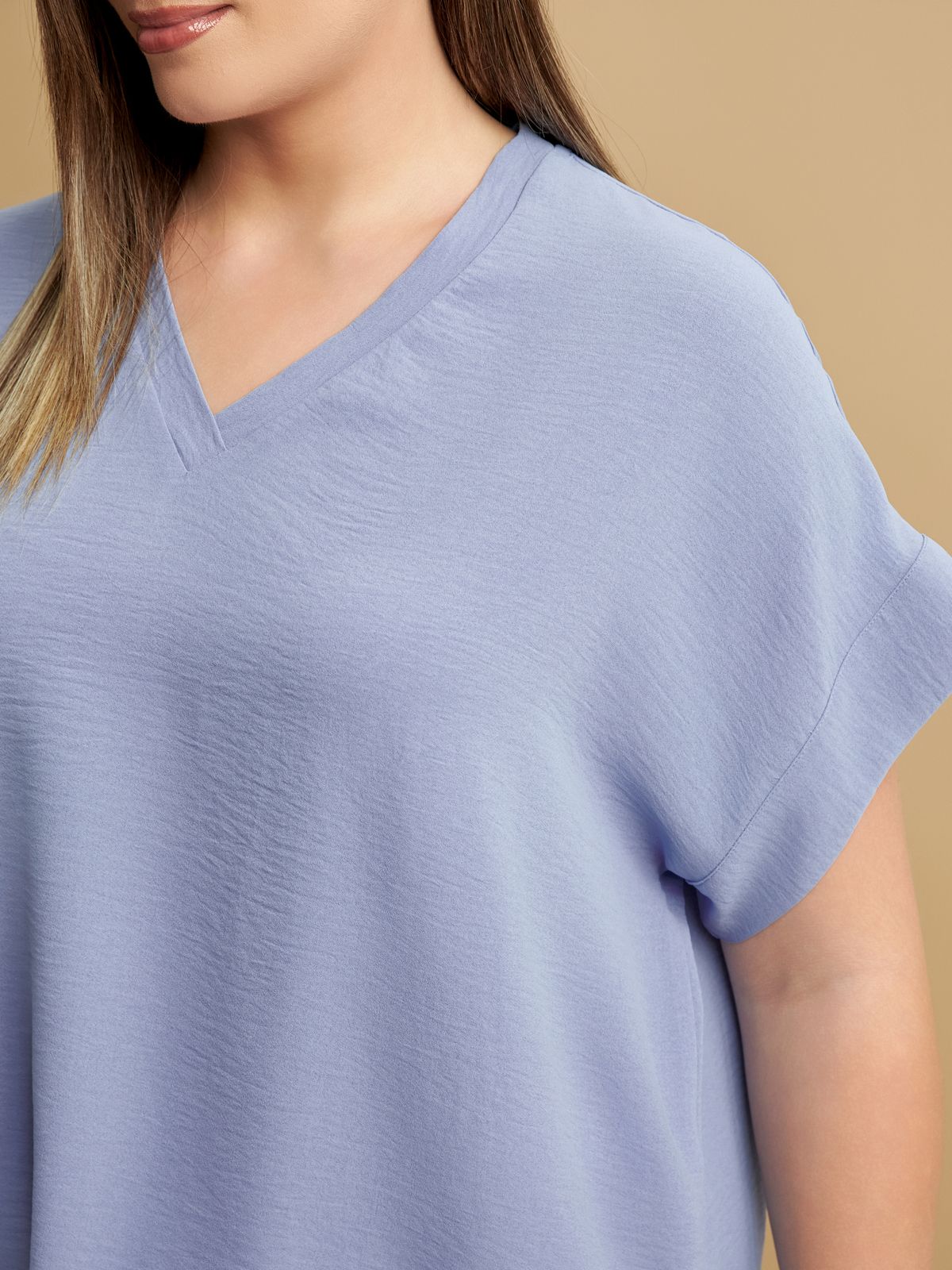 Short-sleeve V-neck blouse