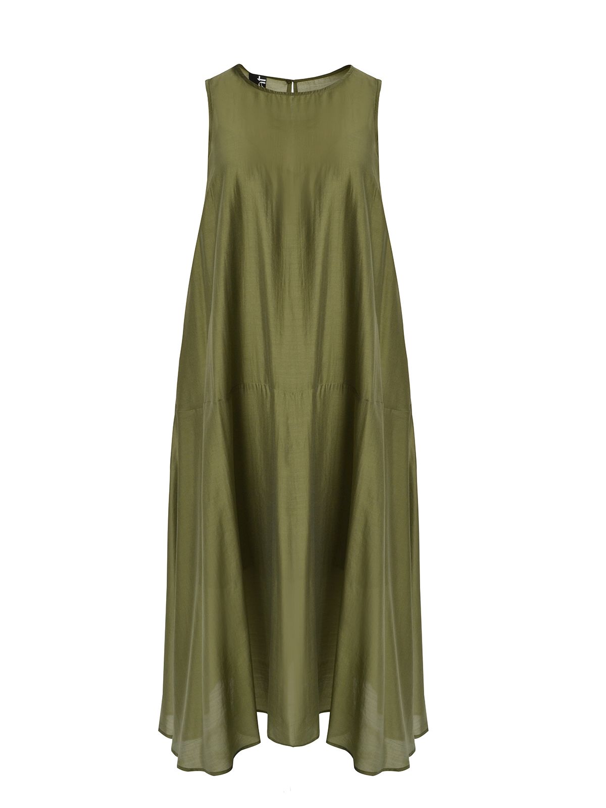 Sleeveless A-line maxi dress in lyocell-polyester blend