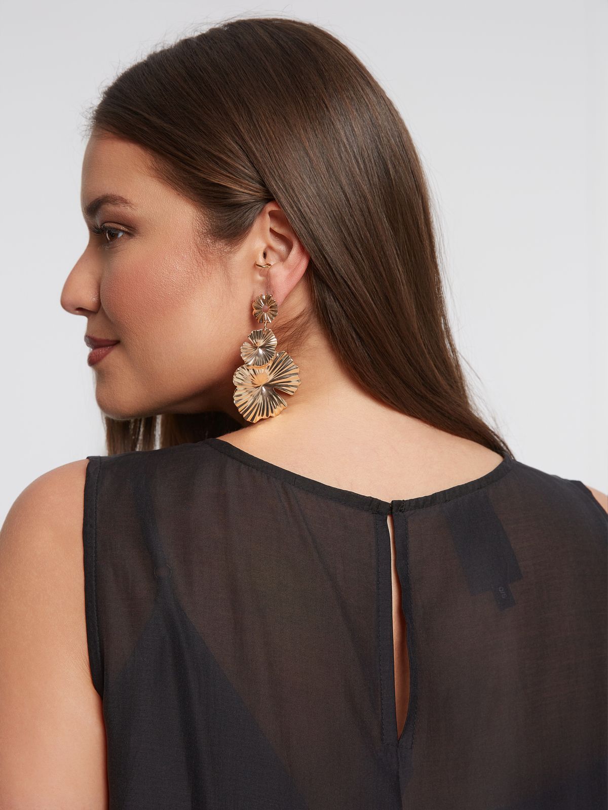 Sleeveless A-line maxi dress in lyocell-polyester blend