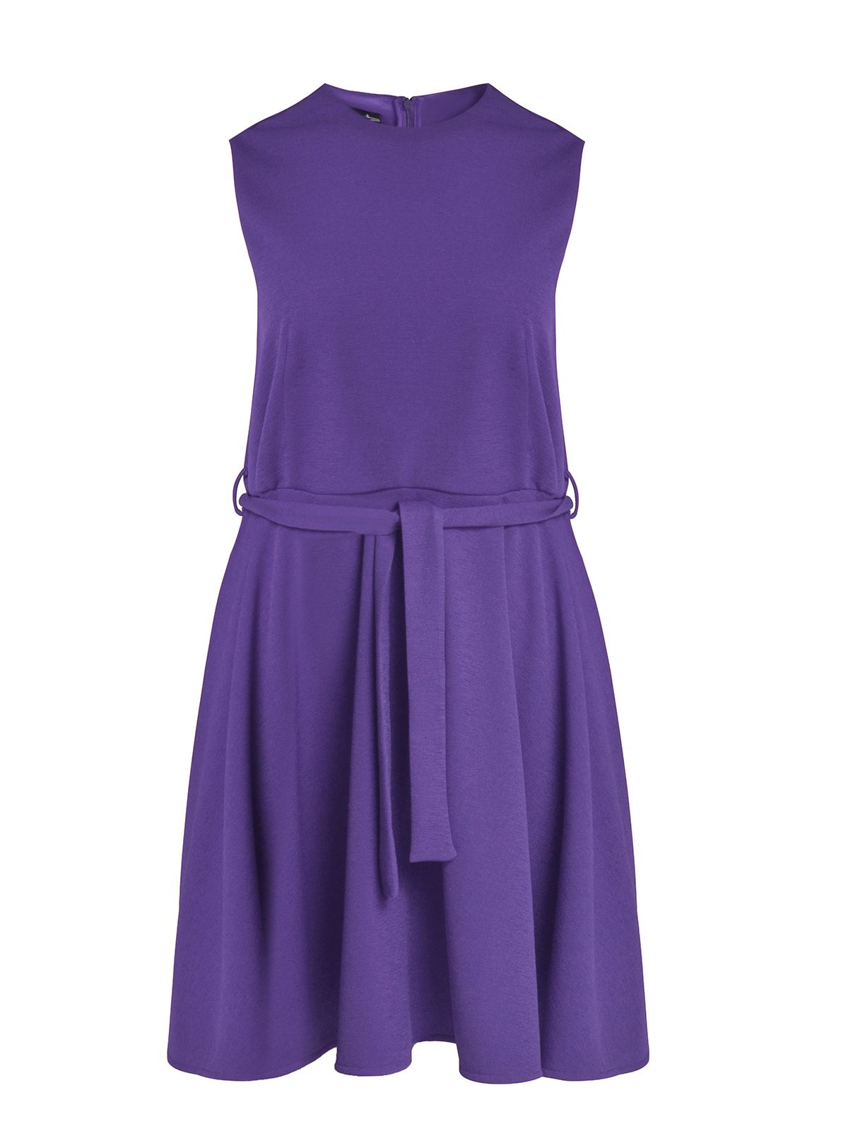 Mat Fashion Αμάνικο φόρεμα σε flare γραμμή με ζώνη Μωβ