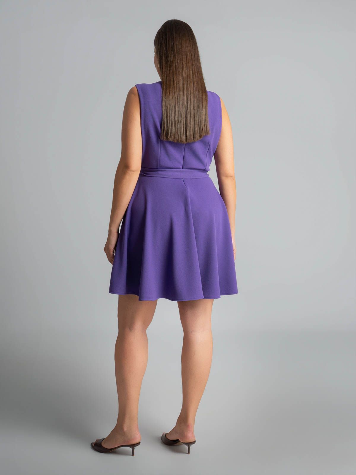 Sleeveless belted fit & flare dress