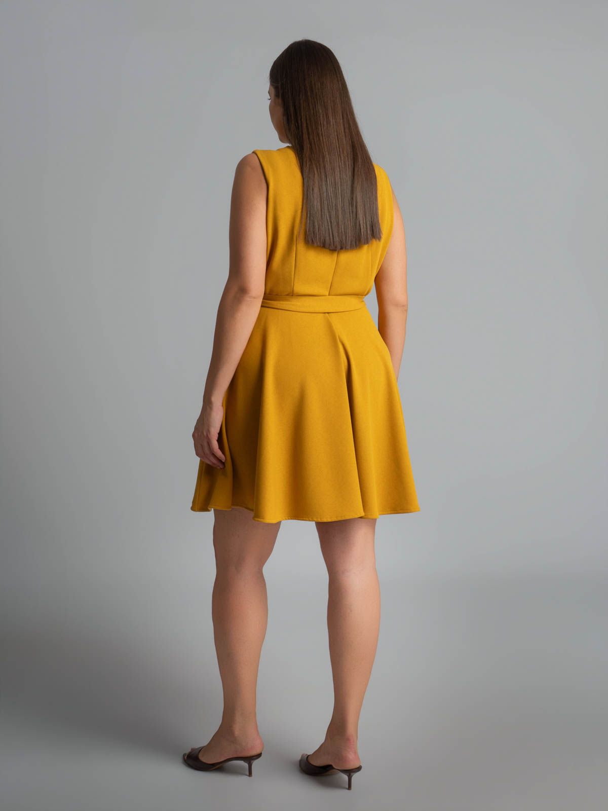 Sleeveless belted fit & flare dress