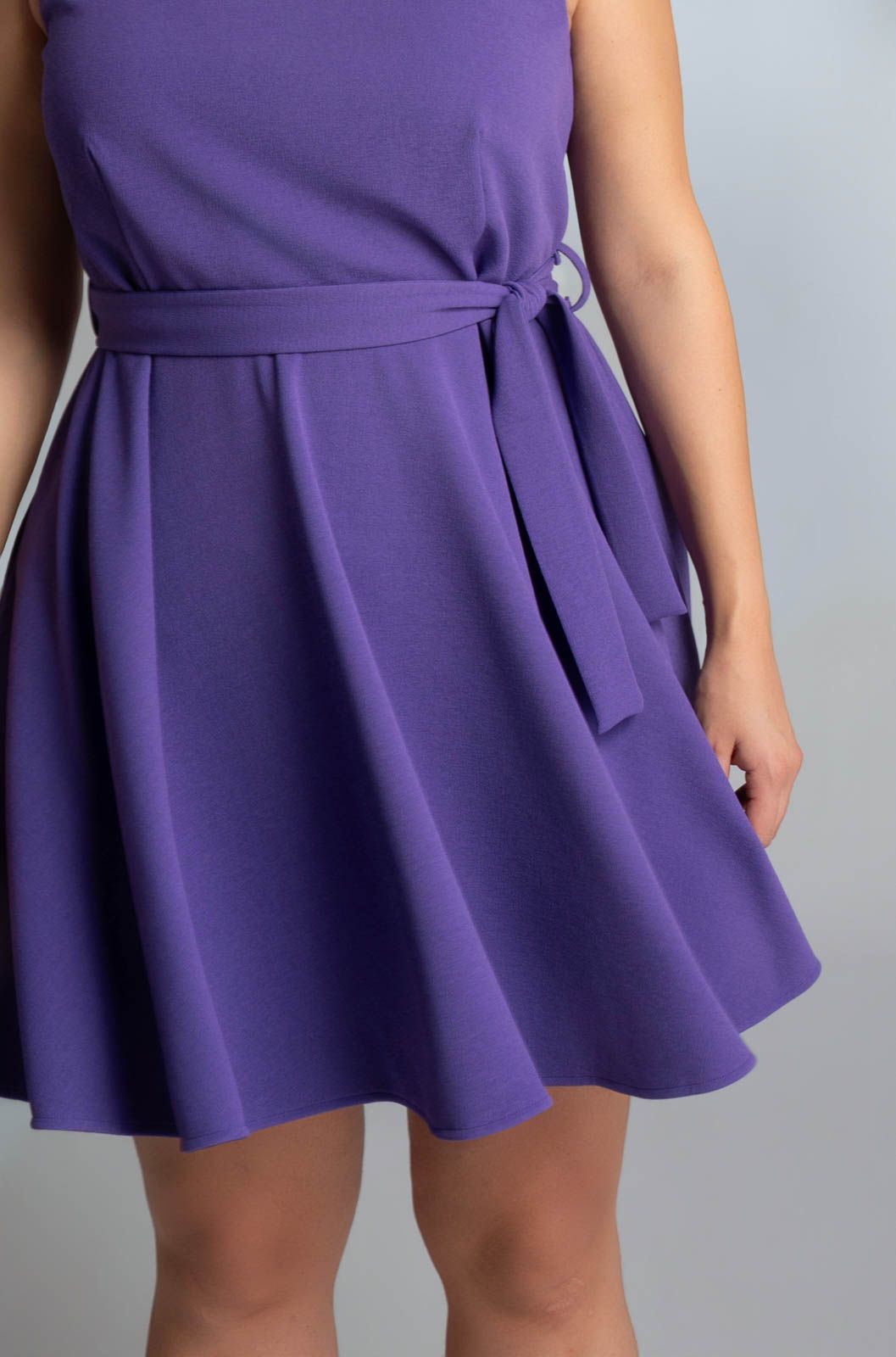 Sleeveless belted fit & flare dress