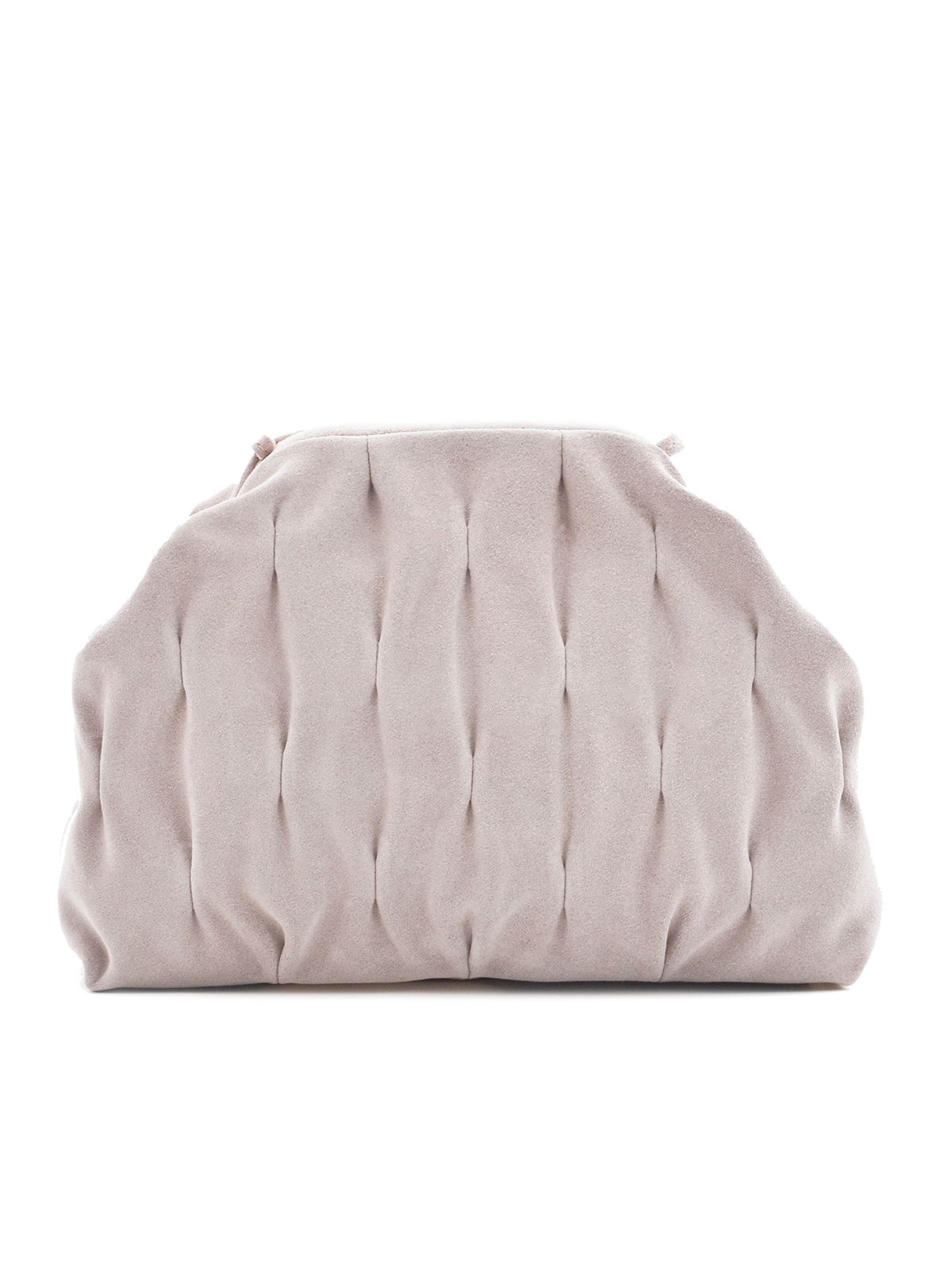 Soft sculpted suede clutch