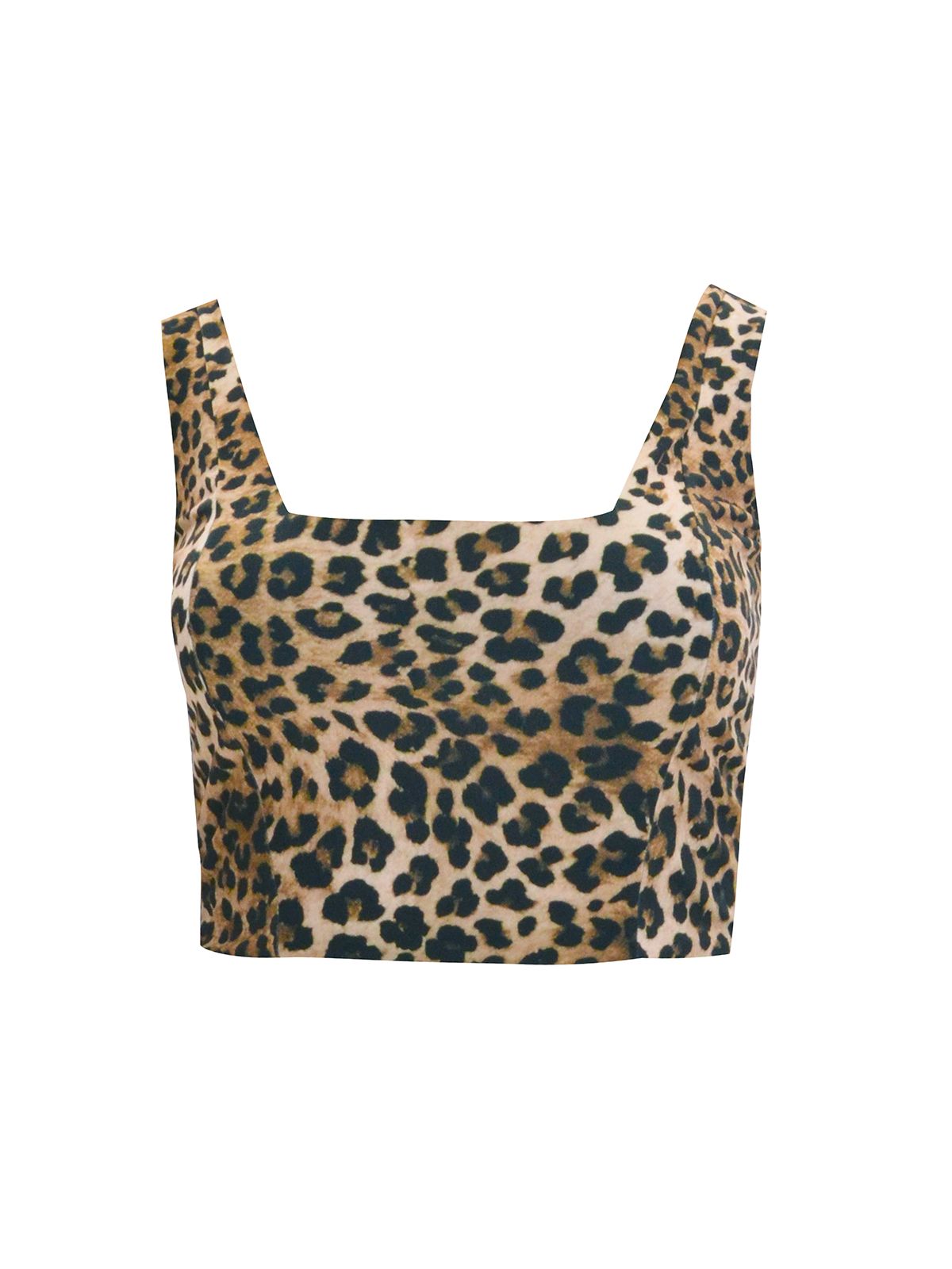 Square neck crop top in leopard print
