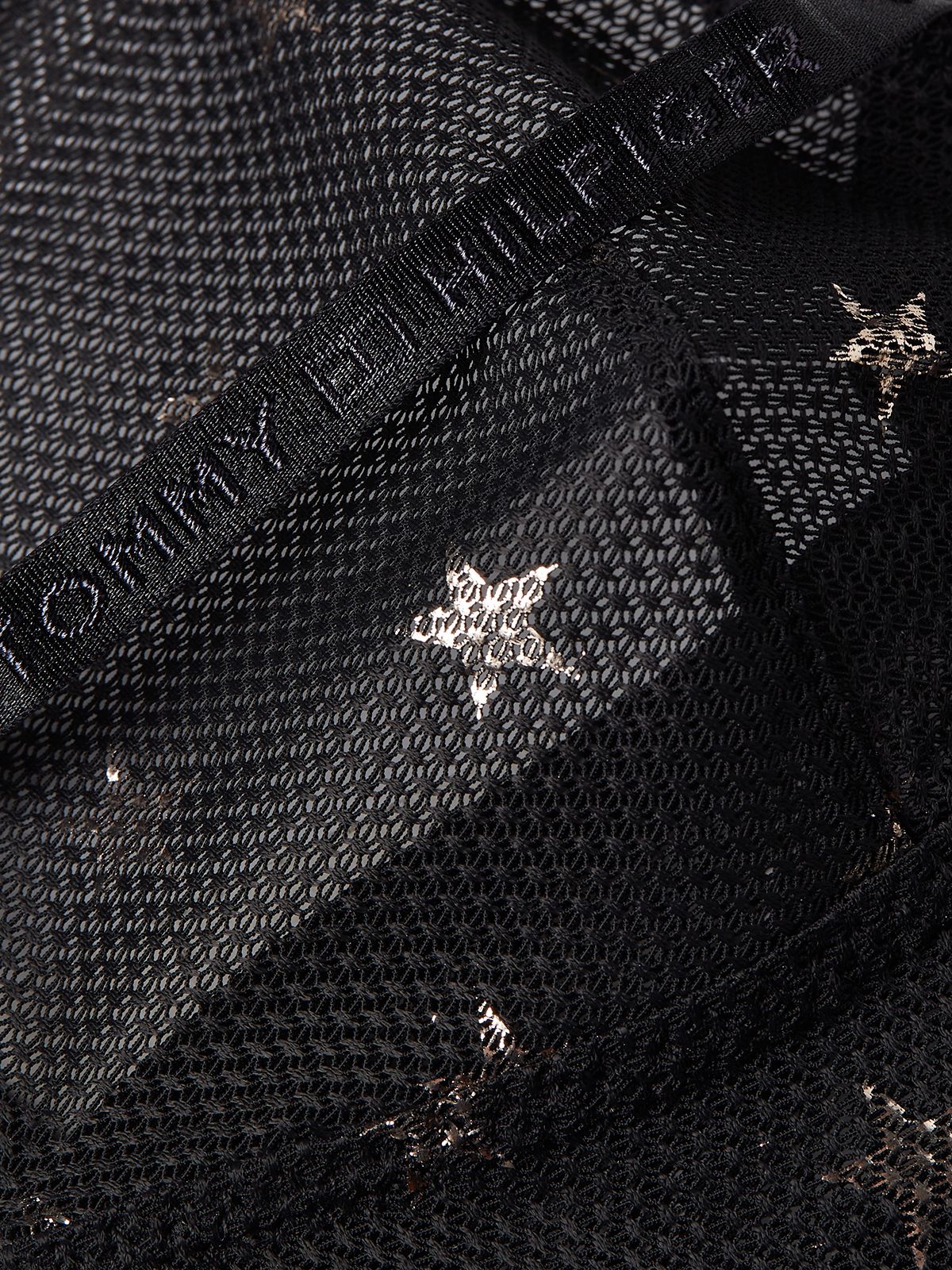 Star Print Mesh Triangle Bra