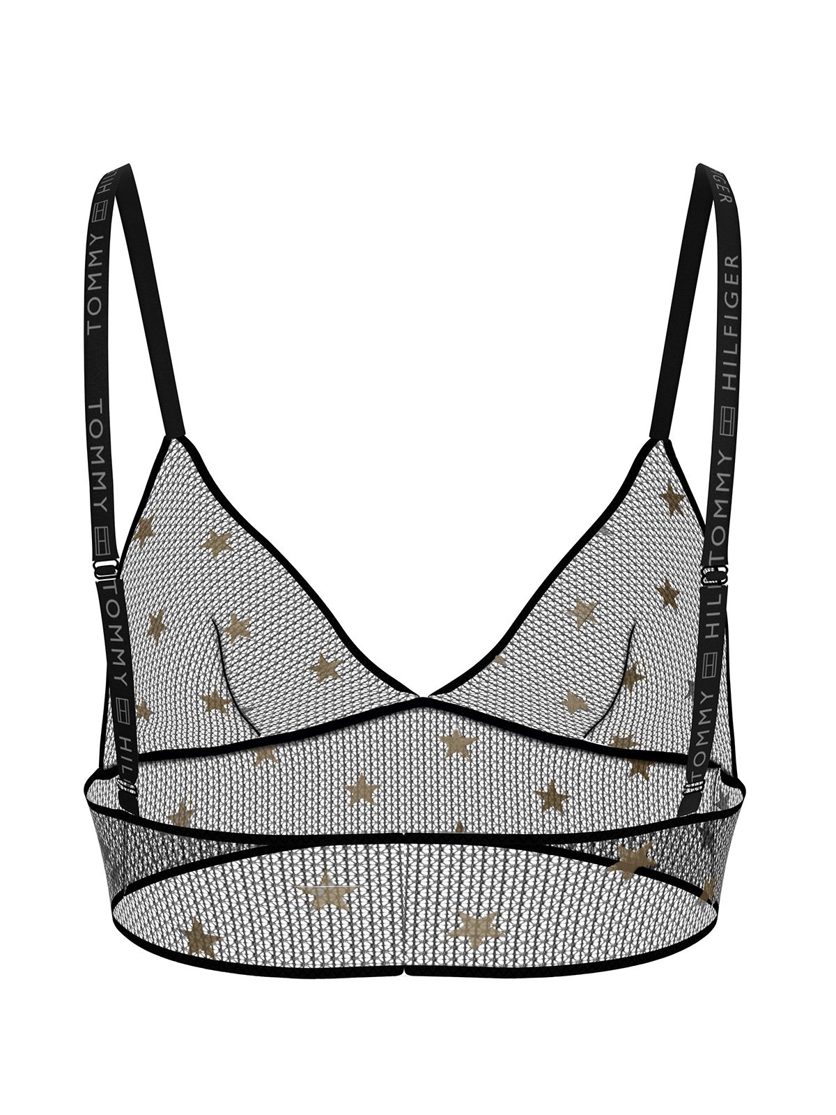 Star Print Mesh Triangle Bra