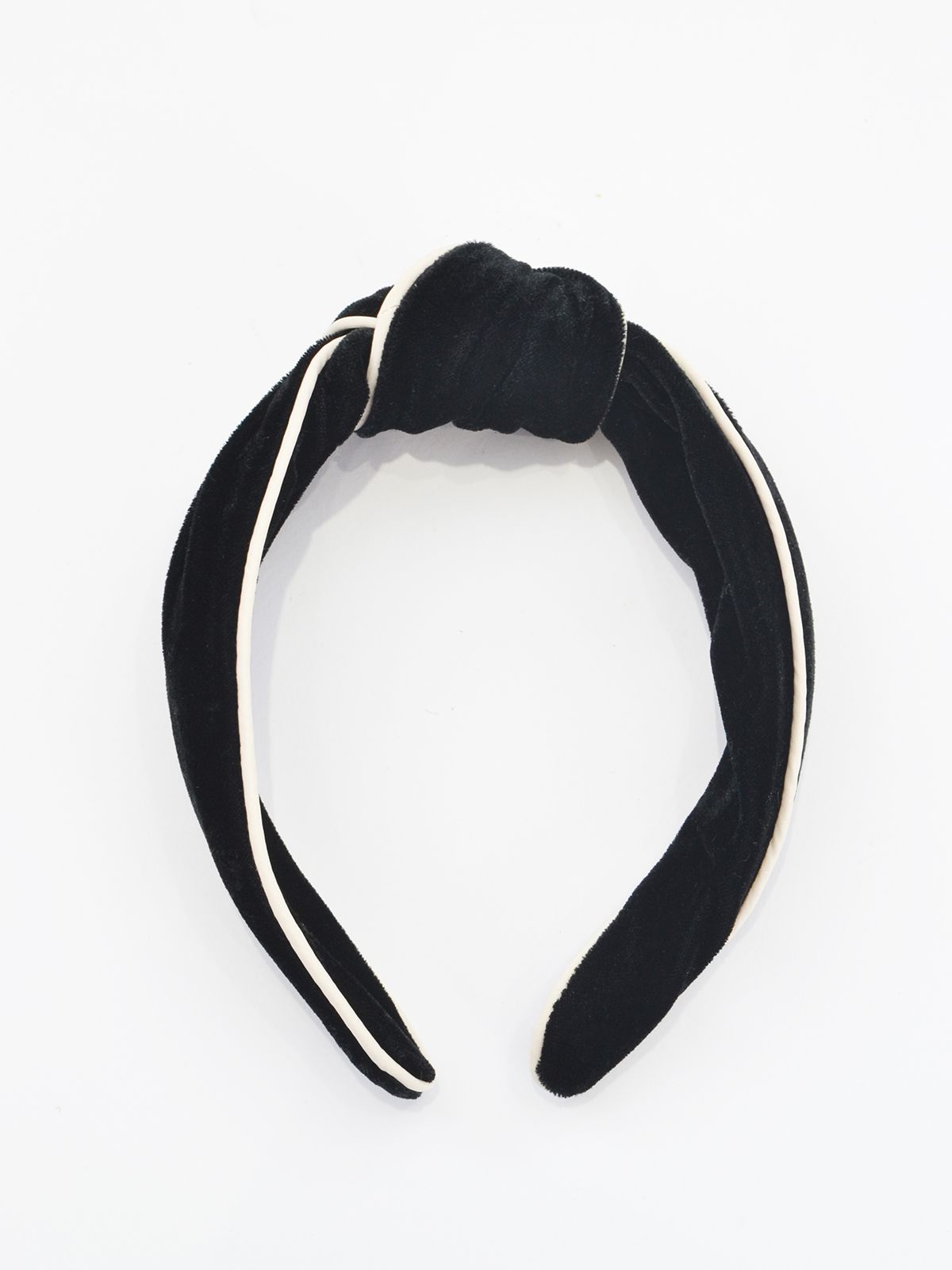 Velvet knotted headband with contrast trim