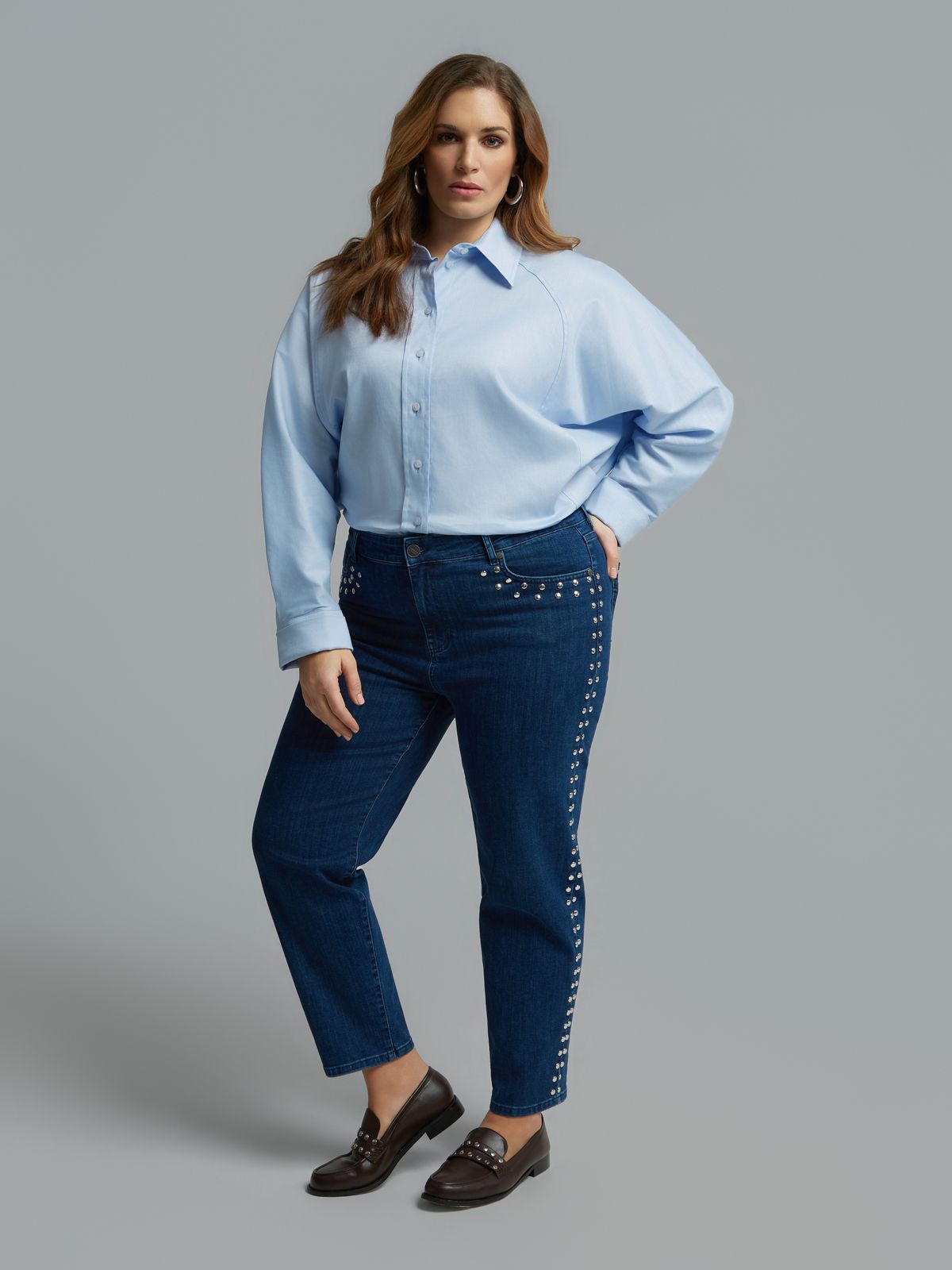 Straight-leg jeans with stud detailing