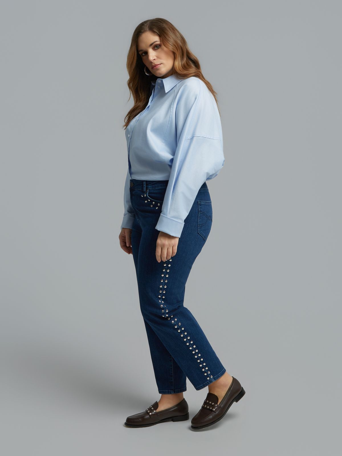 Straight-leg jeans with stud detailing