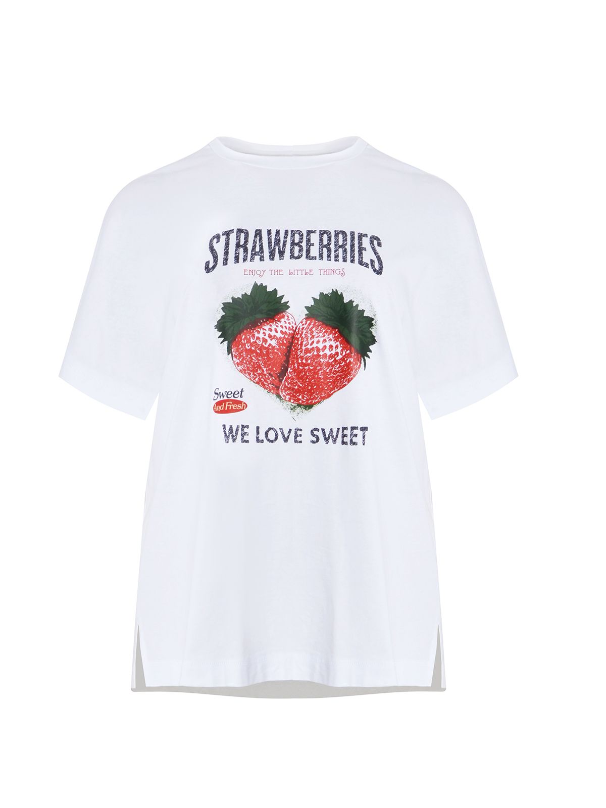 Βαμβακερό t-shirt με στάμπα φράουλας