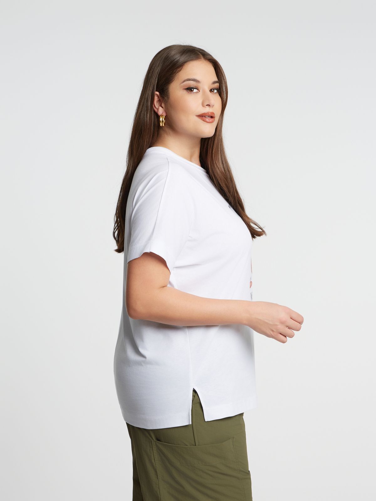 Βαμβακερό t-shirt με στάμπα φράουλας