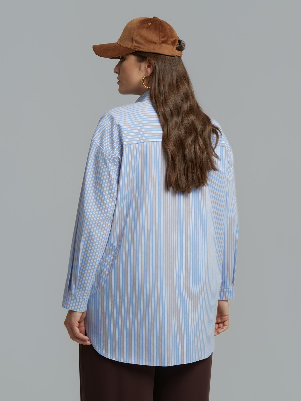 Striped poplin shirt with chest pockets