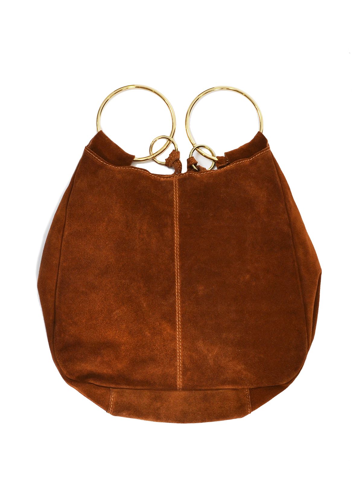 Suede leather ring handle bag