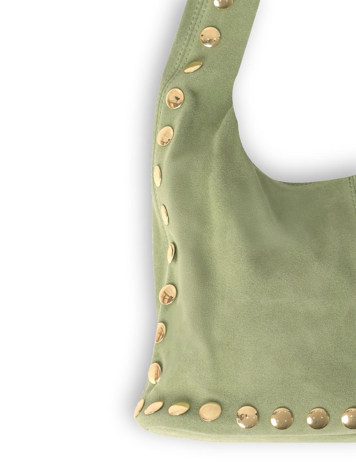 Suede leather shoulder bag with stud details