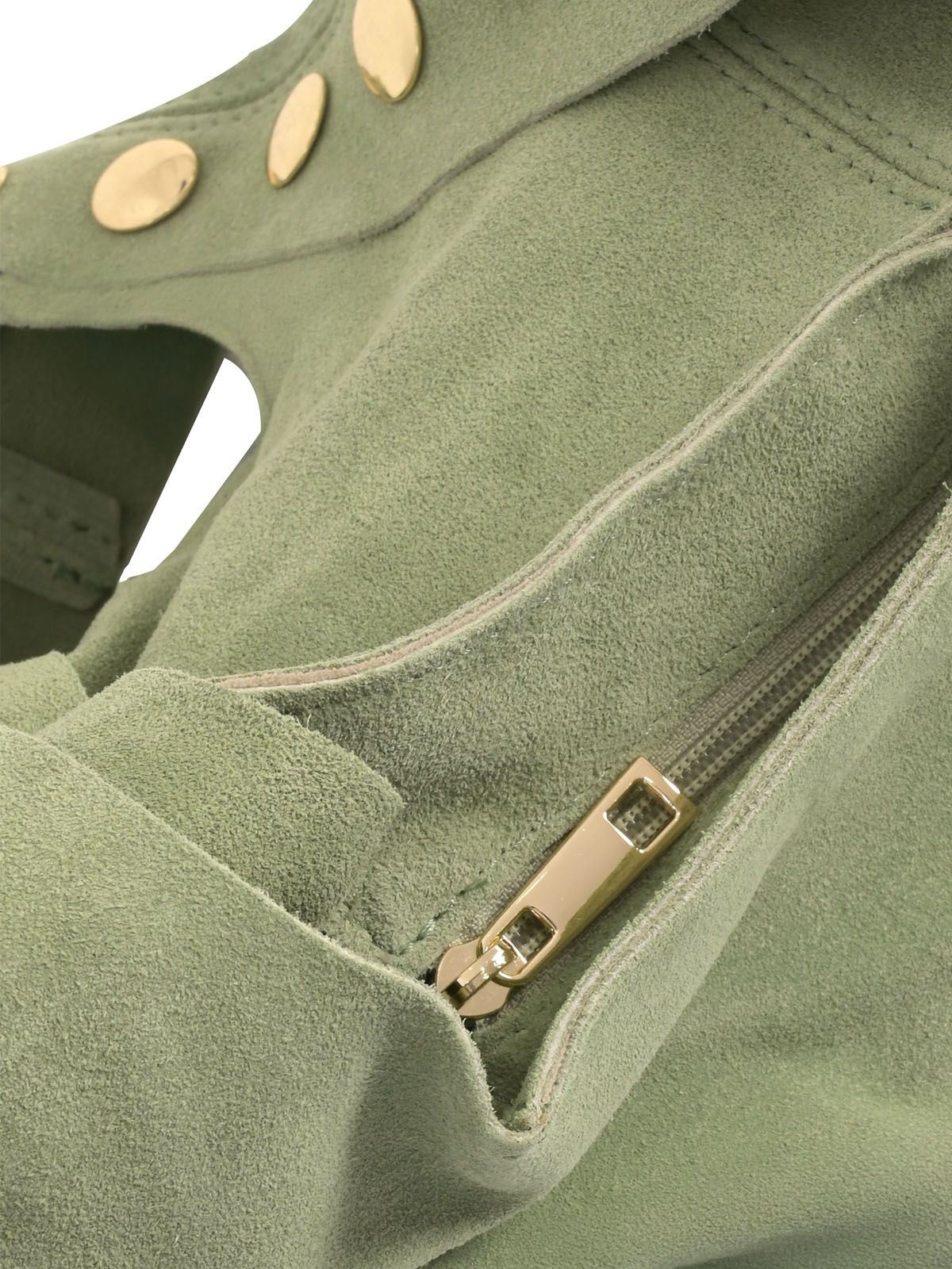 Suede leather shoulder bag with stud details