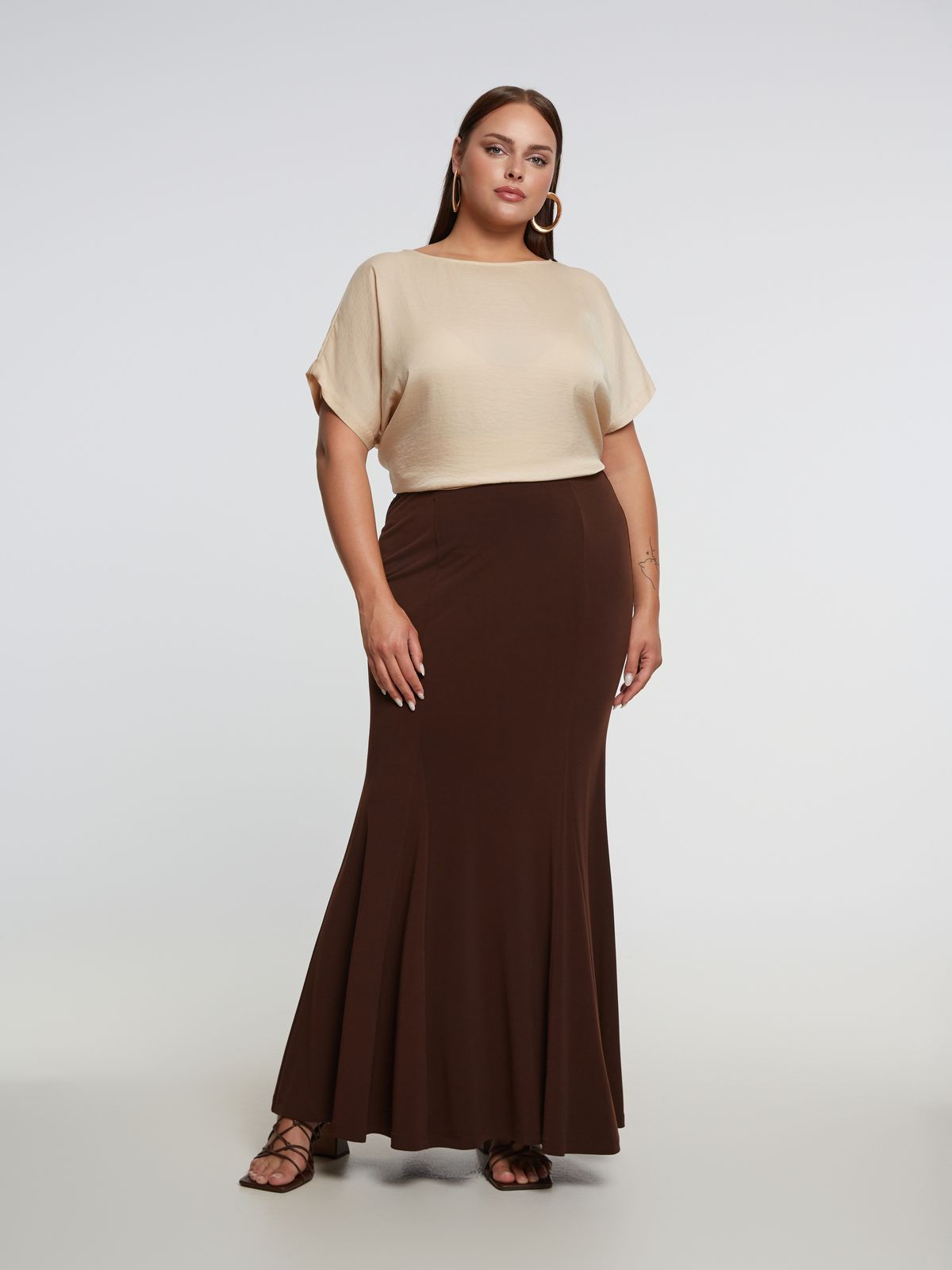 Super-jersey flared panel skirt