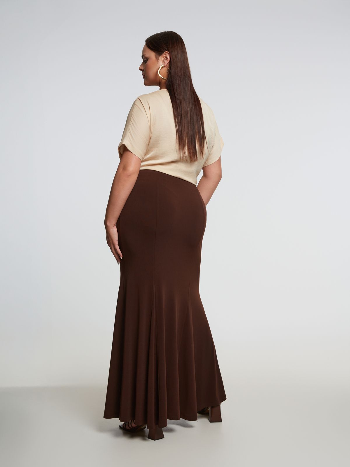 Super-jersey flared panel skirt