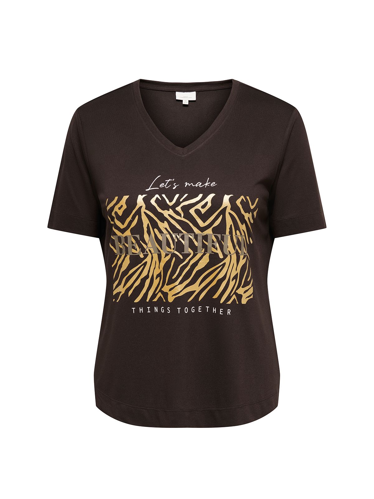 Only Carmakoma Carnicky V-neck regural tee Brown, Animal Print